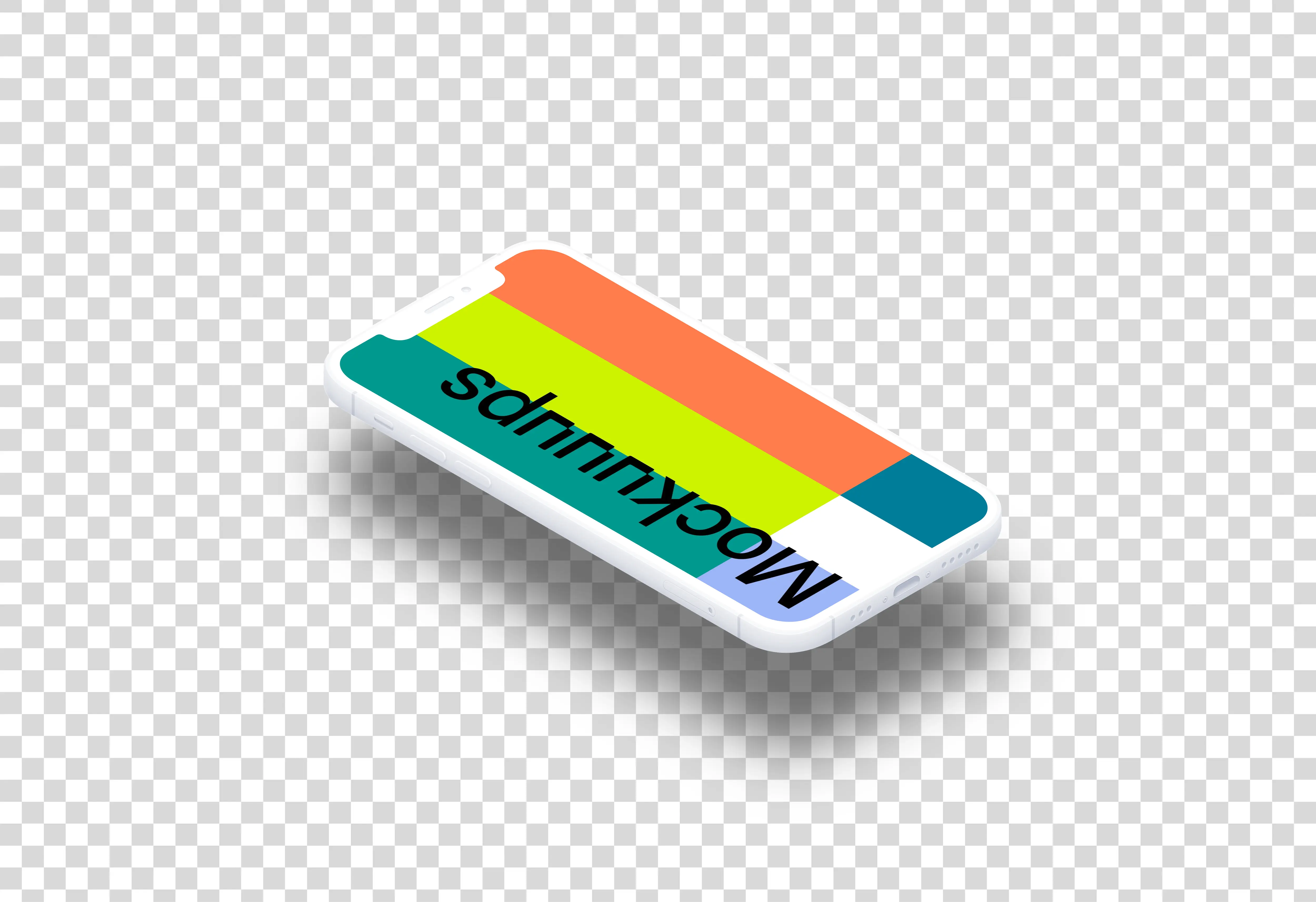 iPhone 12 Clay Mockup (Isometric Floor Left - Floating Shadow)