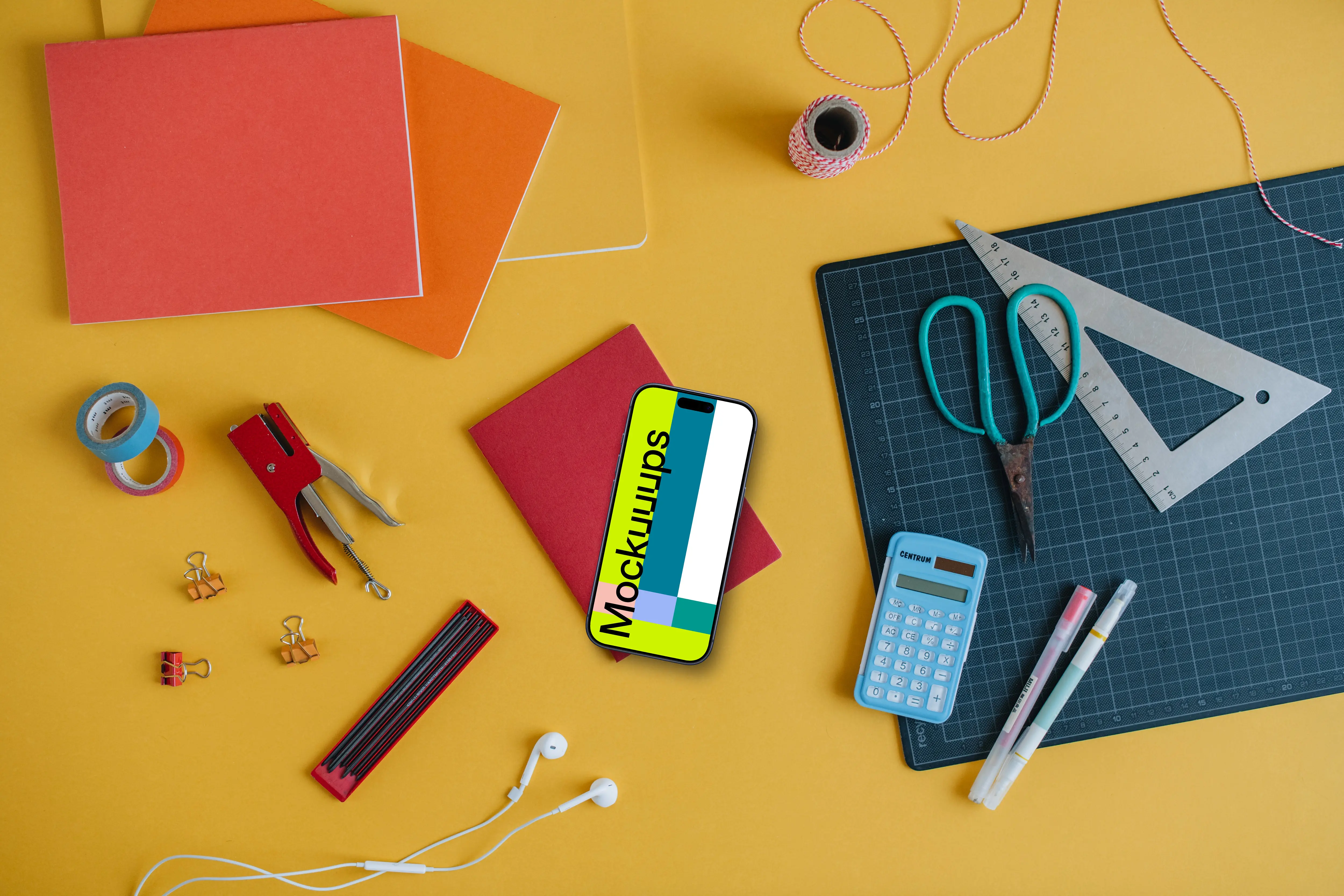 Education style of smartphone mockup with school elements