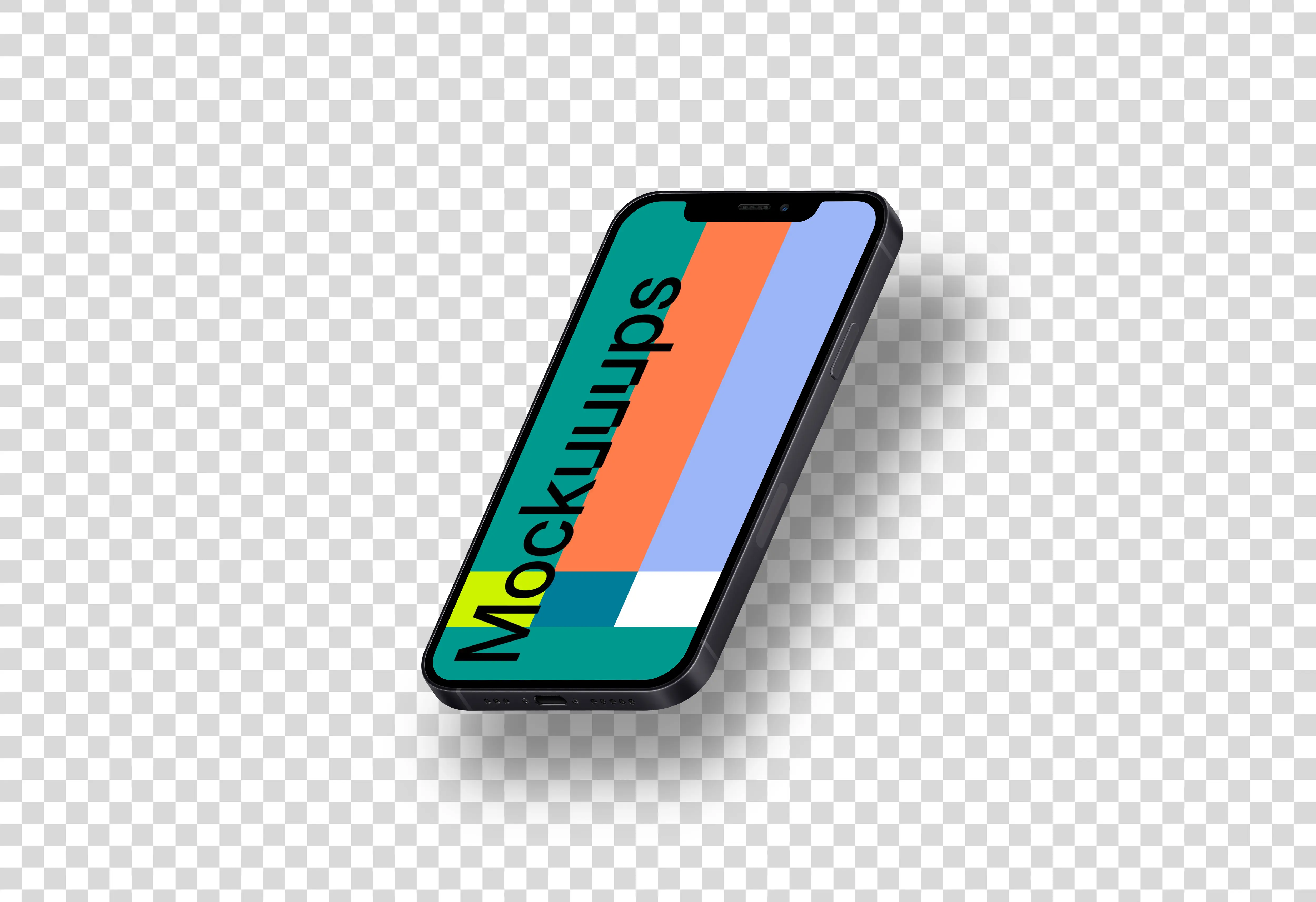 iPhone 12 Mockup (Isometric Right - Floating Shadow)