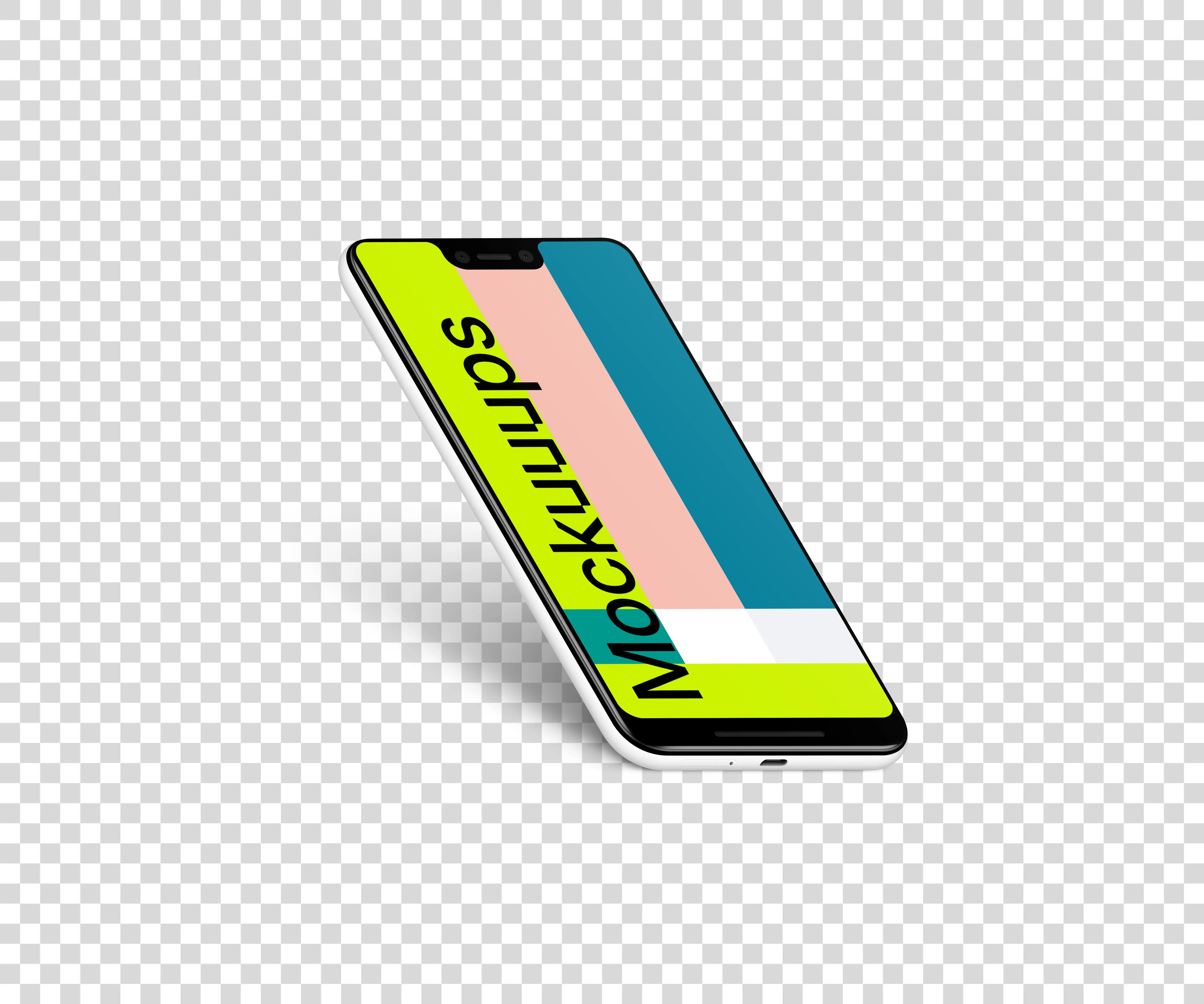 Google Pixel 3 XL Stand Isometric mockup (Left)