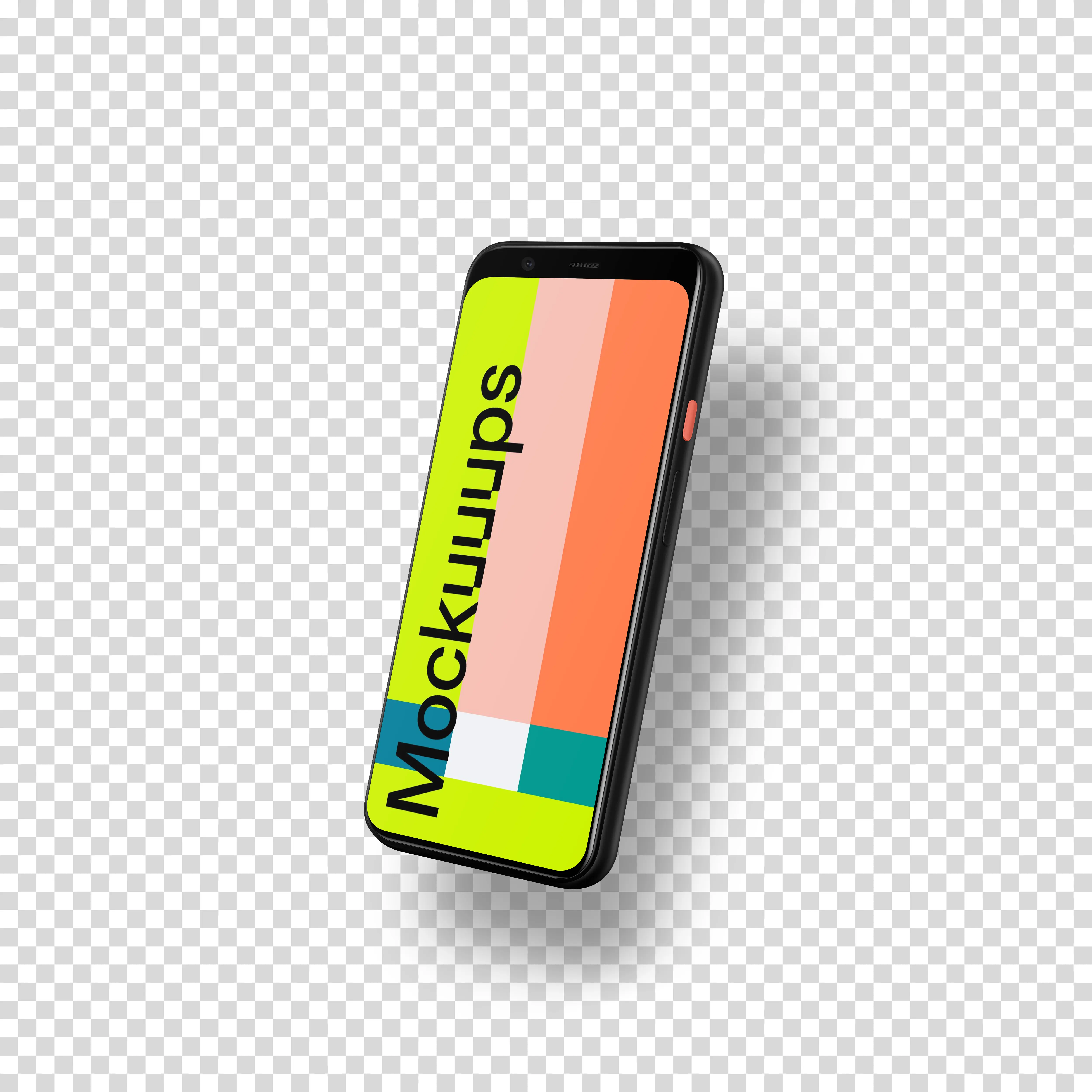 Google Pixel 4 Mockup (Perspective Right - Floating Shadow)