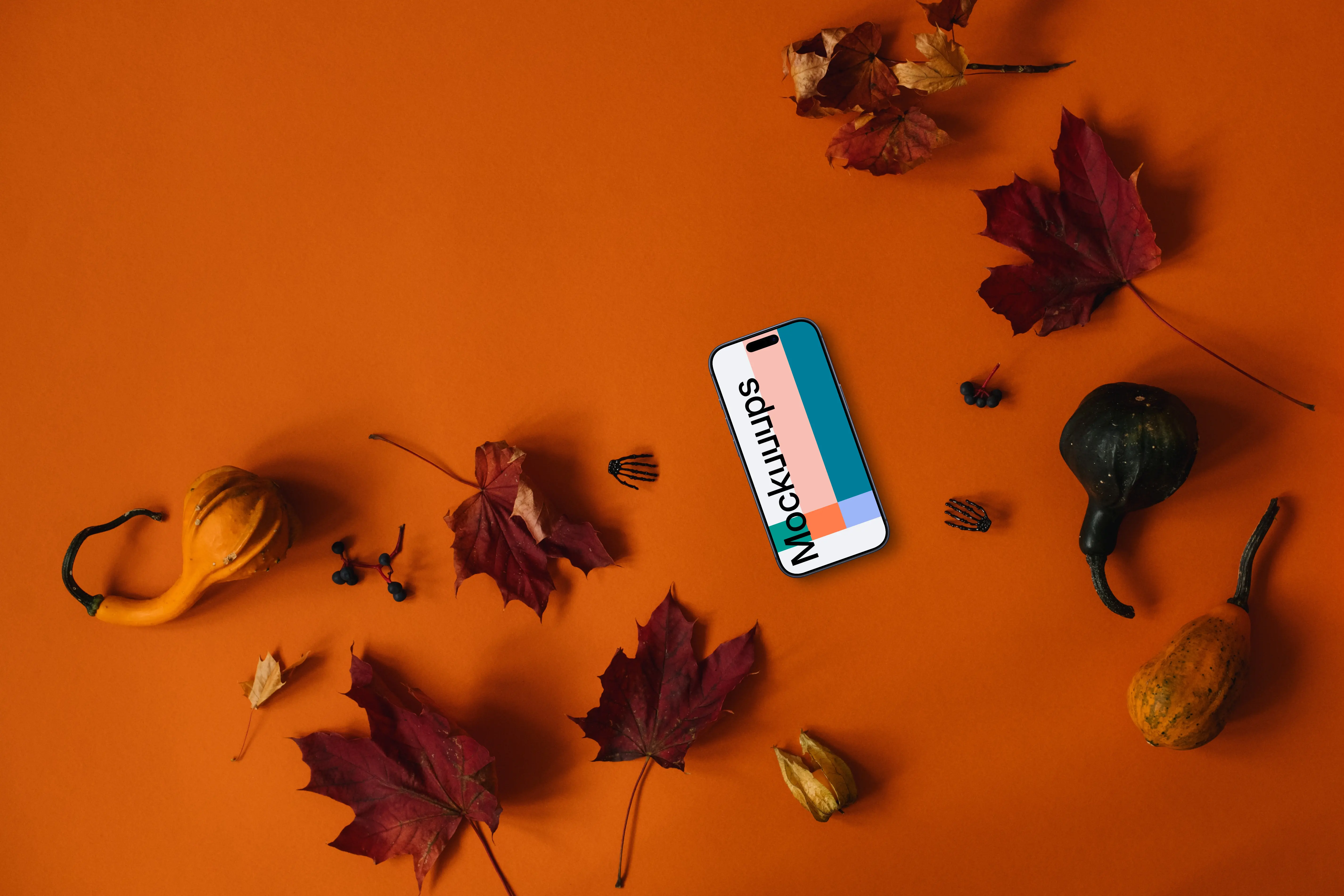 Halloween background mockup with a smartphone