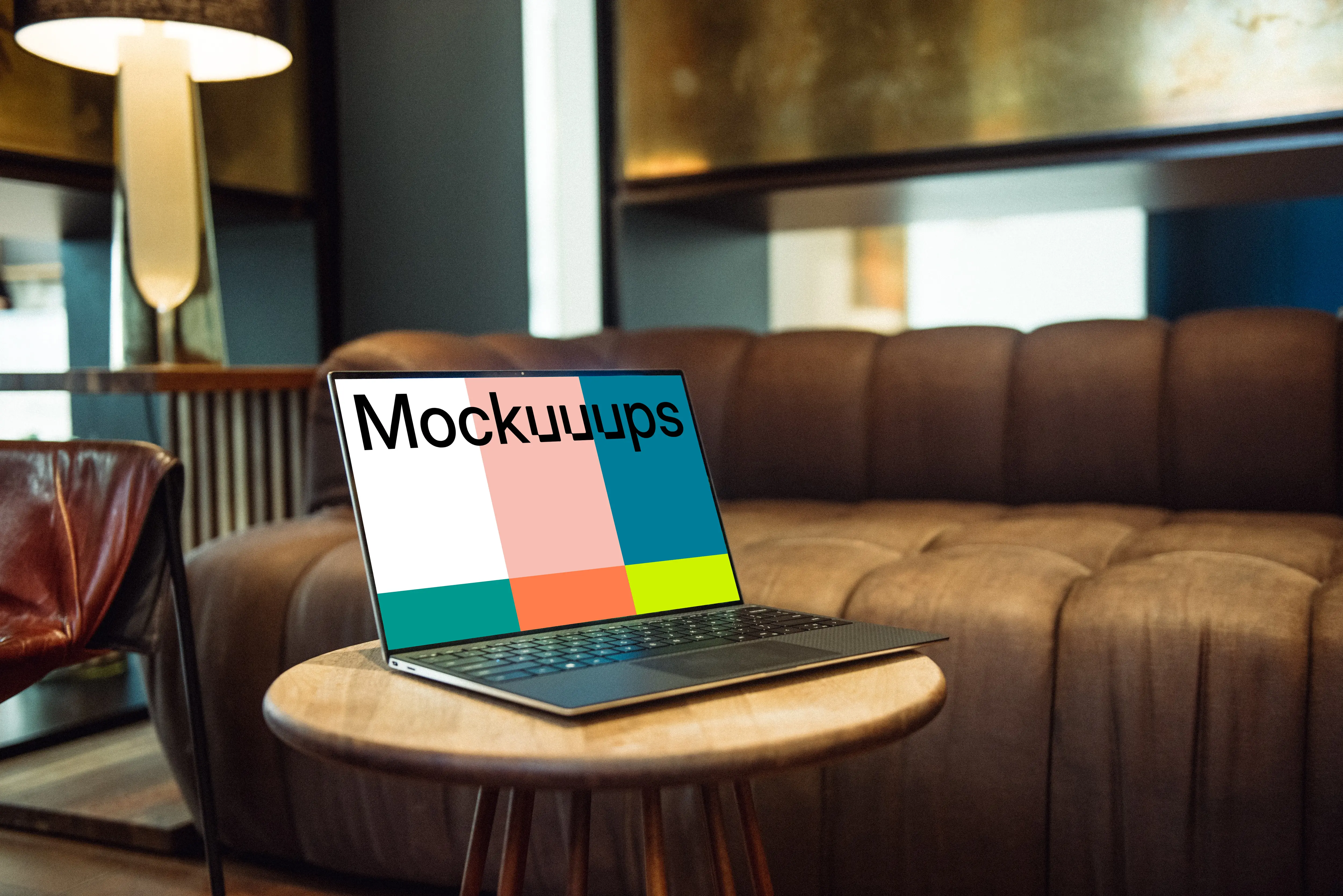 Black Dell XPS Mockup on living room table