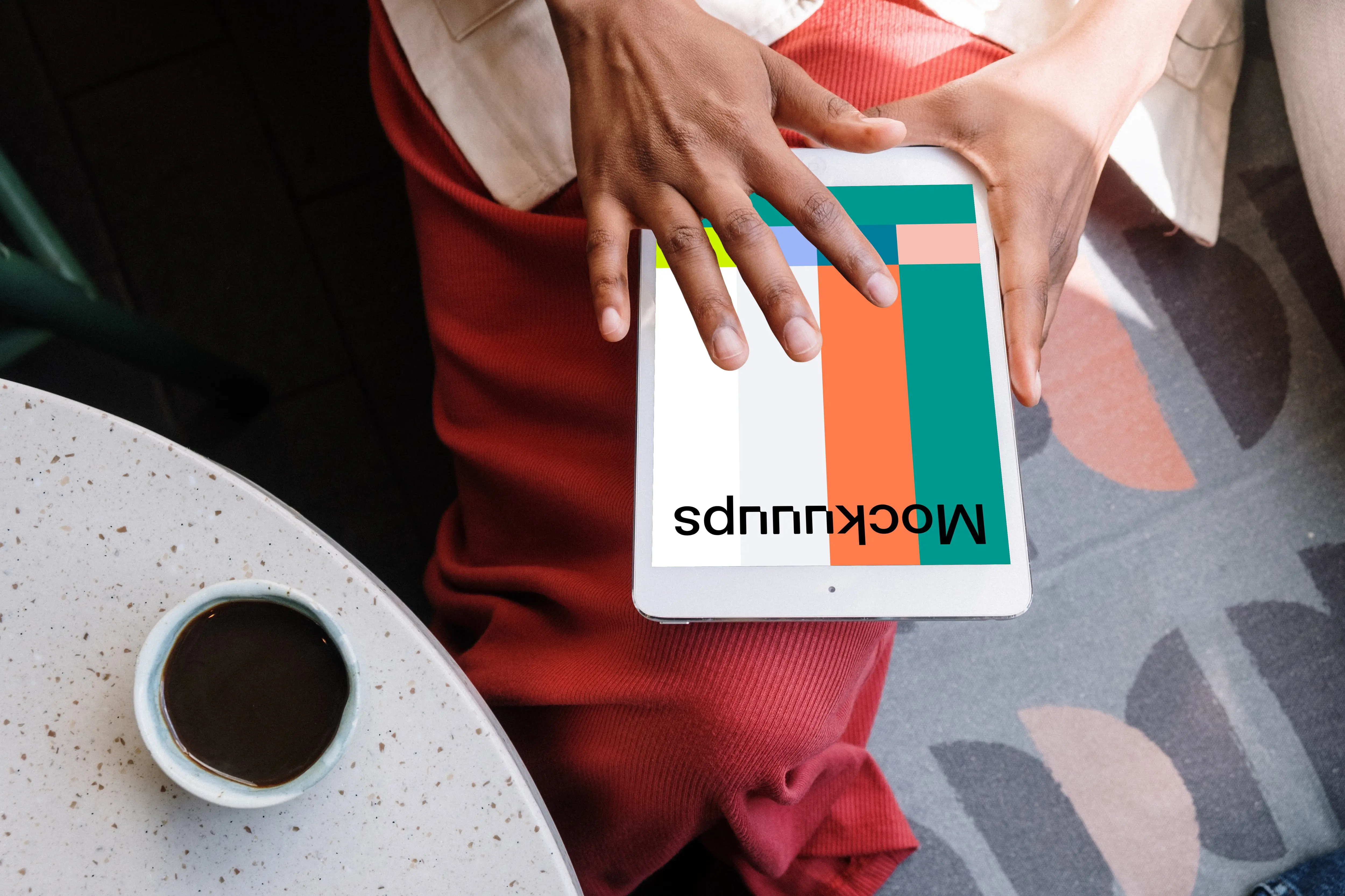 iPad Mini mockup close up in a ladies hand