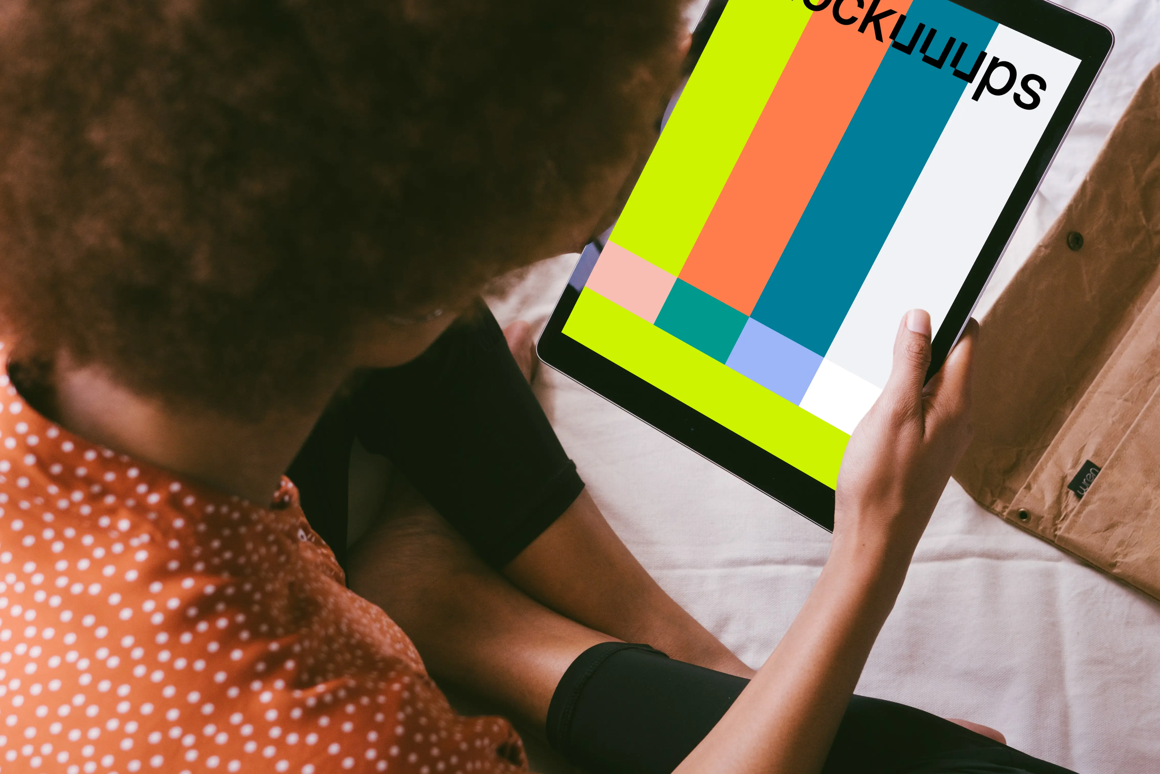 iPad Pro mockup in a lady's hand