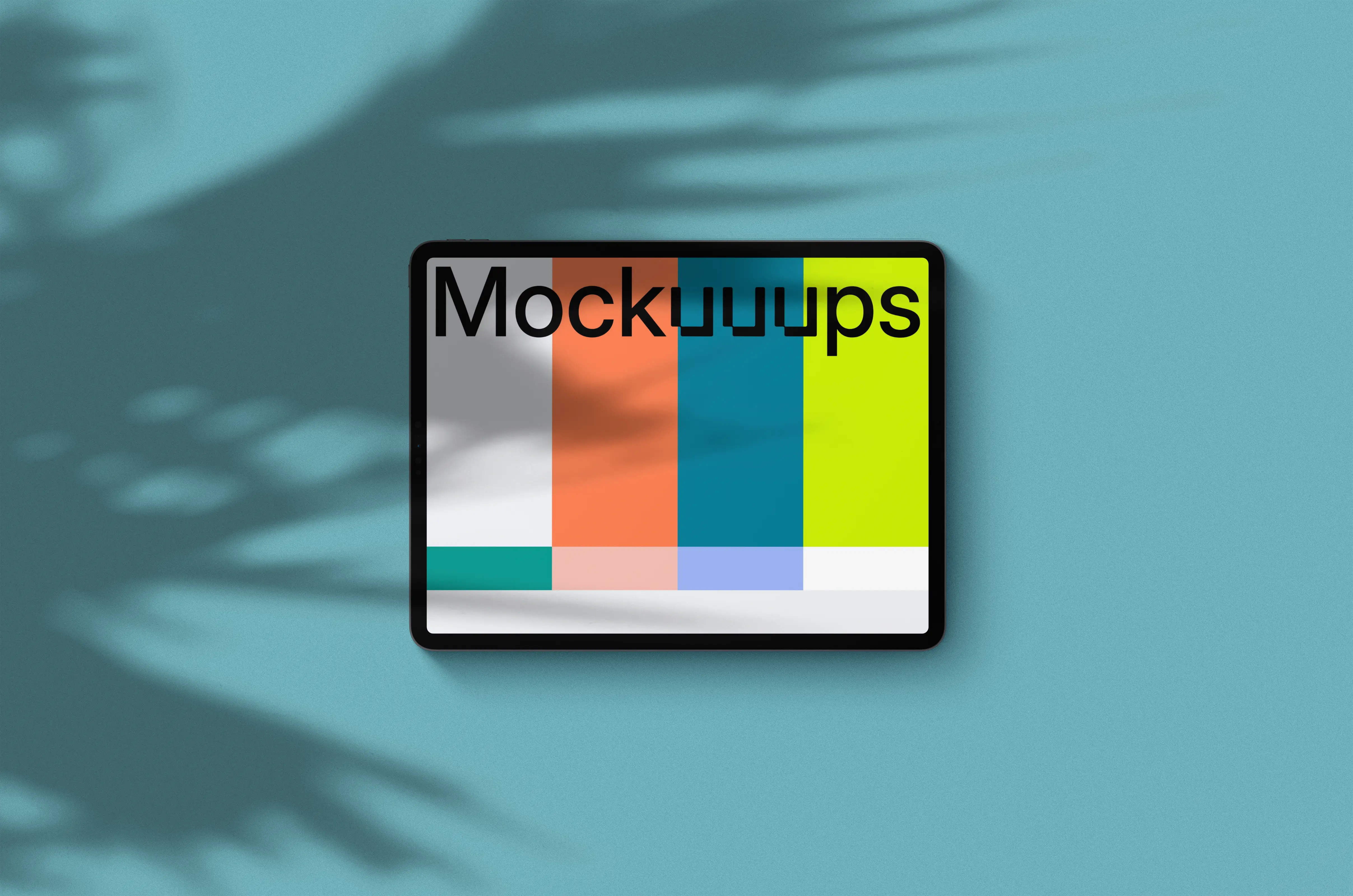 iPad Pro mockup on blue background (Landscape - Shadow 2)