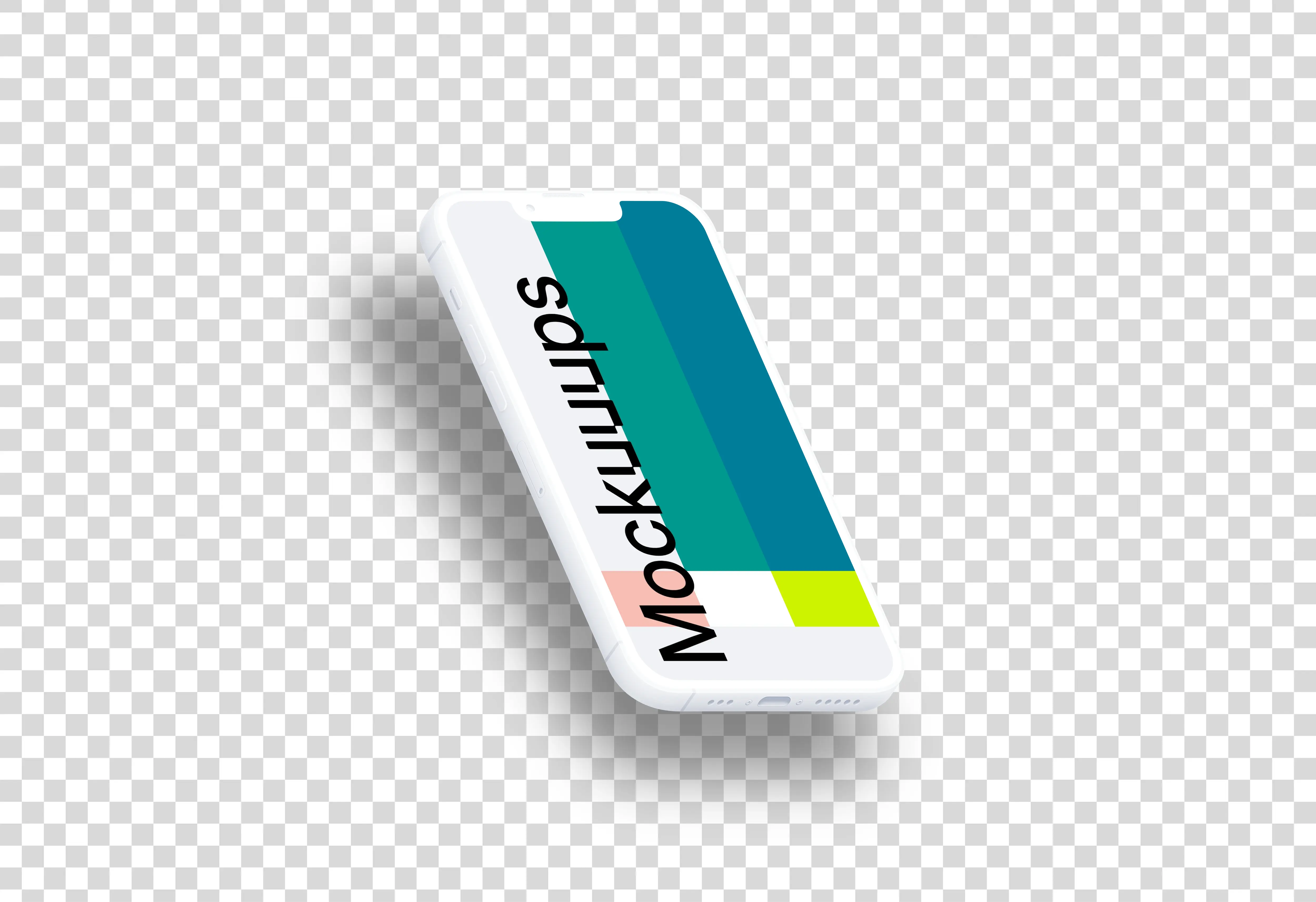 iPhone 13 Pro Clay Mockup (Isometric Left - Floating Shadow)