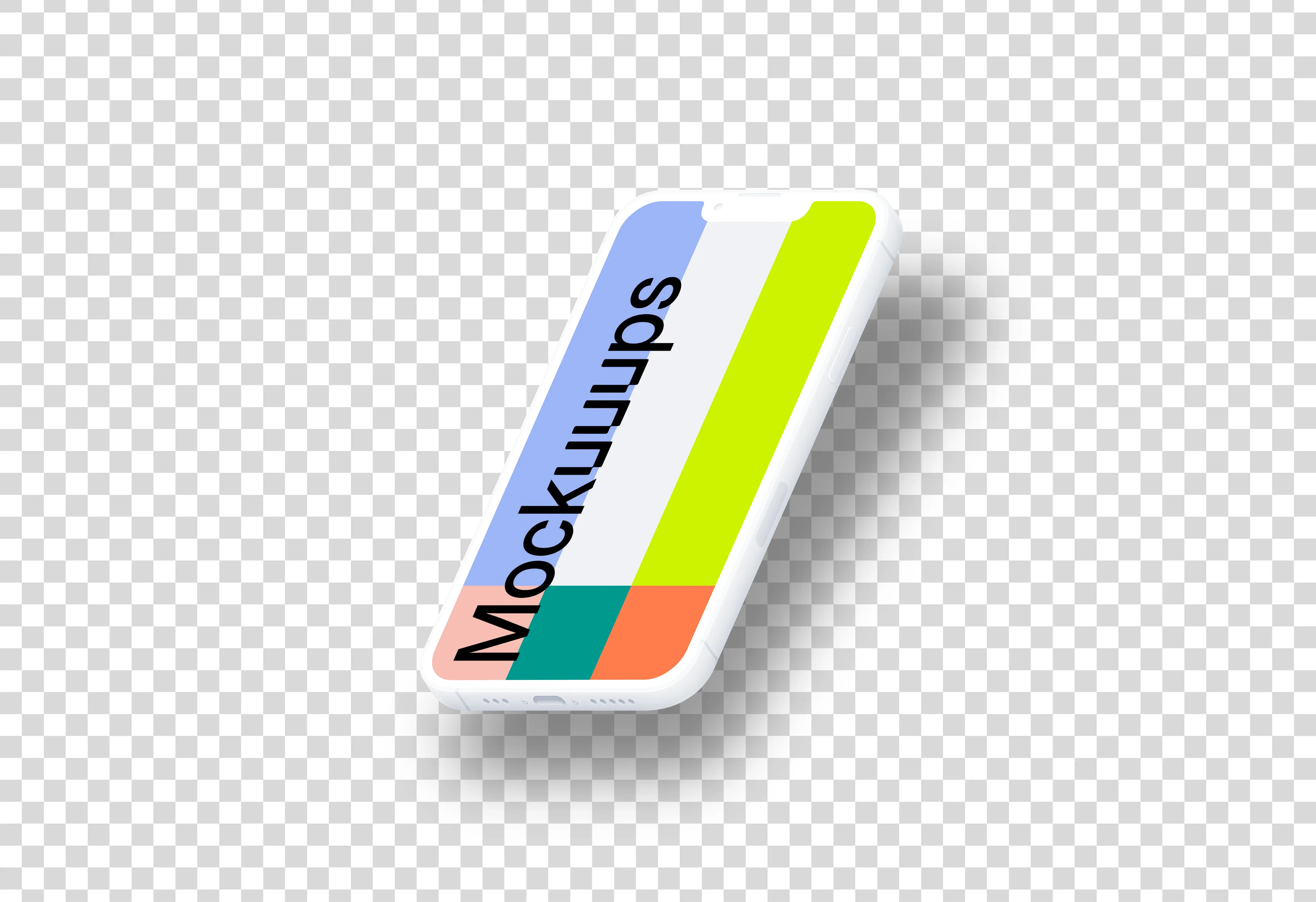 iPhone 13 Pro Clay Mockup (Isometric Right - Floating Shadow)