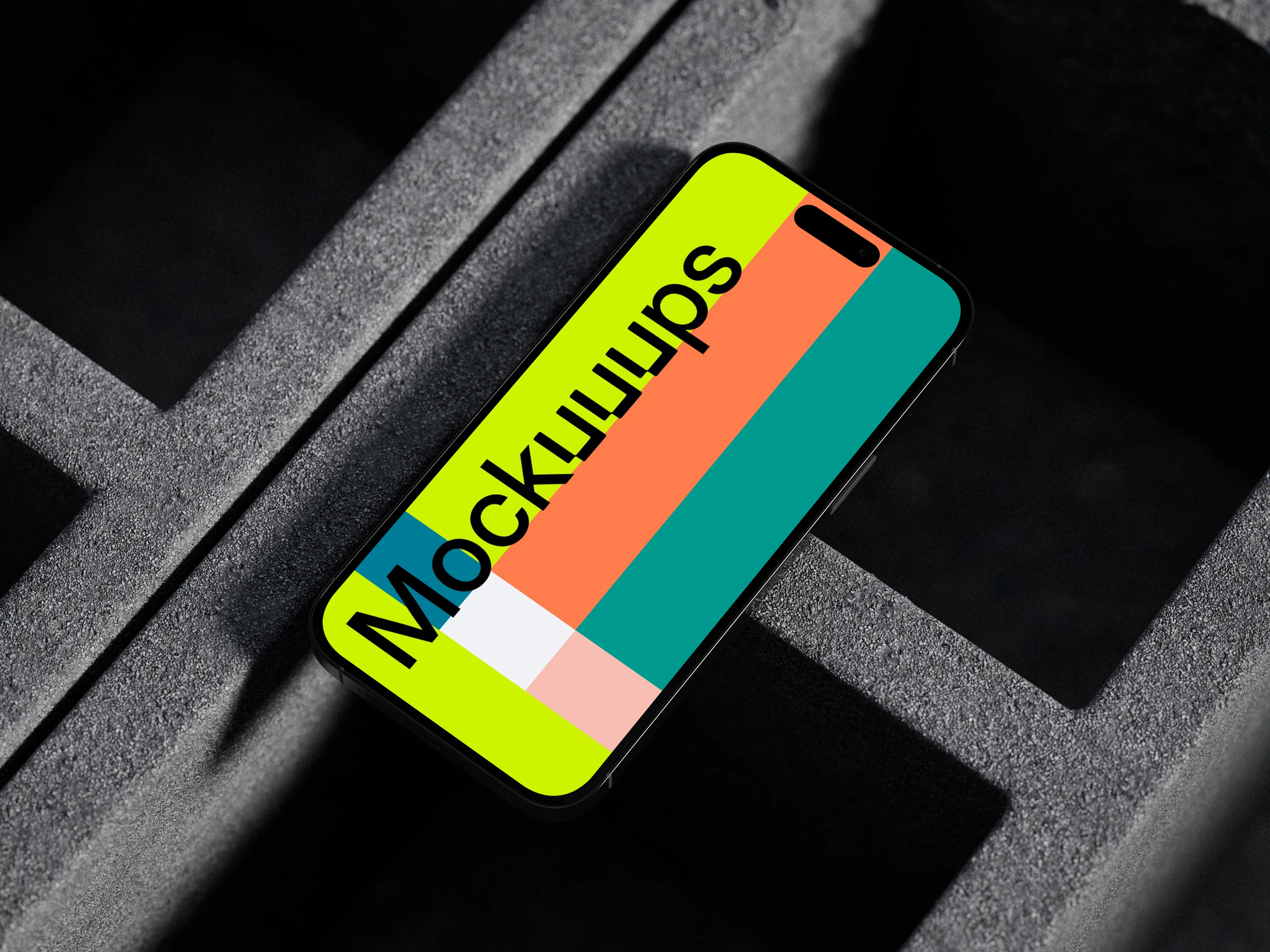 iPhone 16 mockup on concrete backdrop