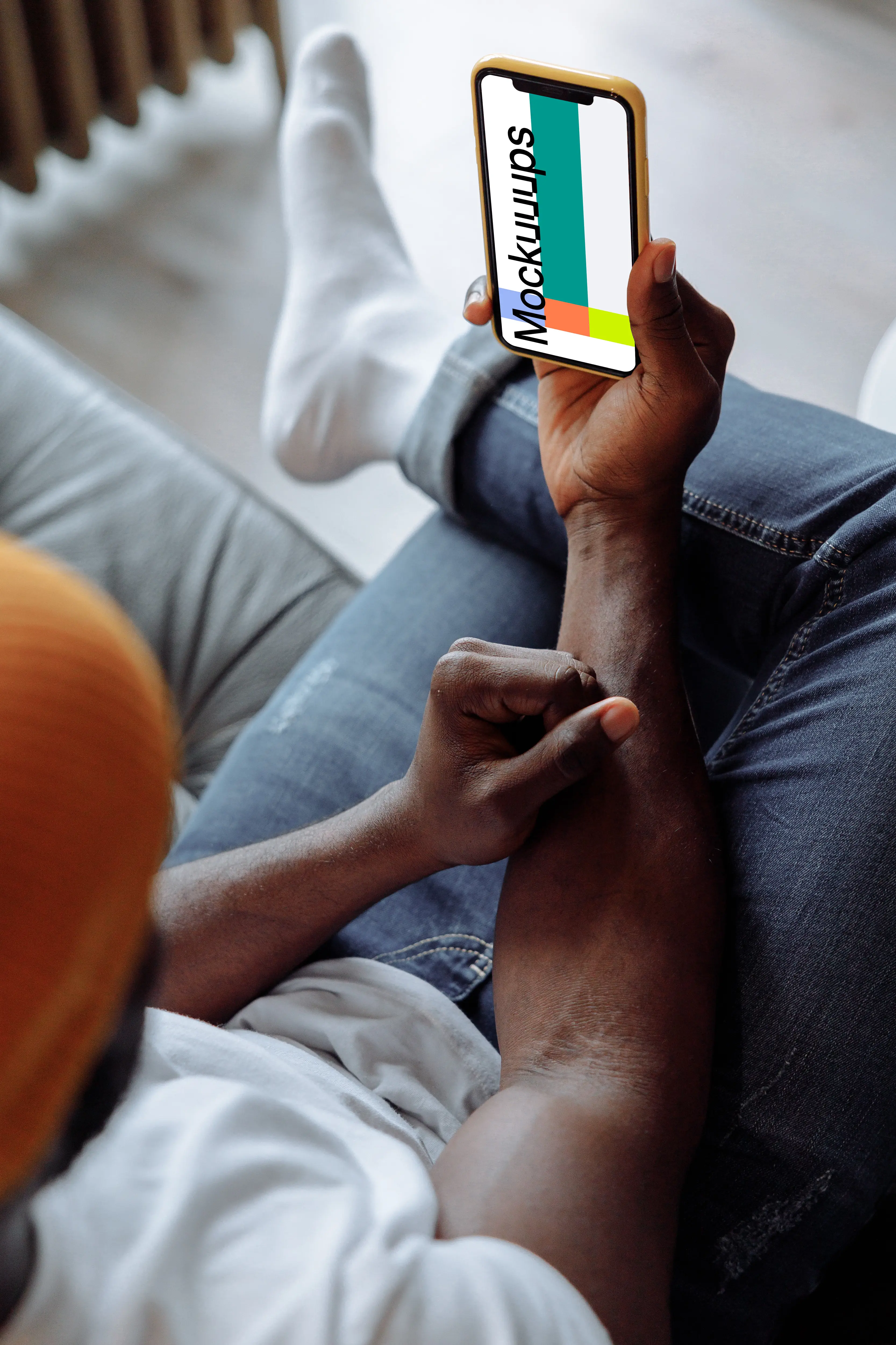 iPhone mockup in selfie position