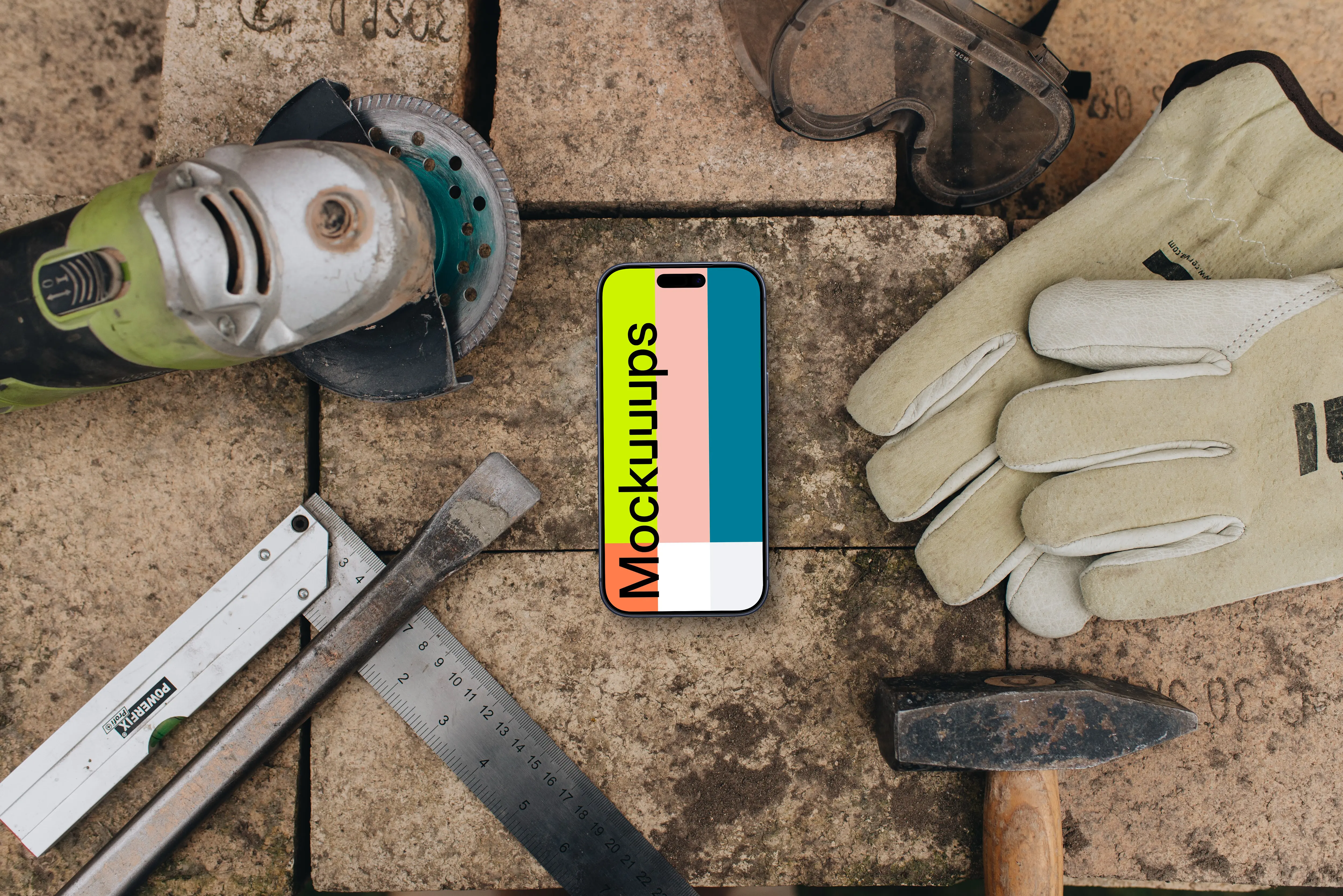 iPhone mockup in the center of the workshop