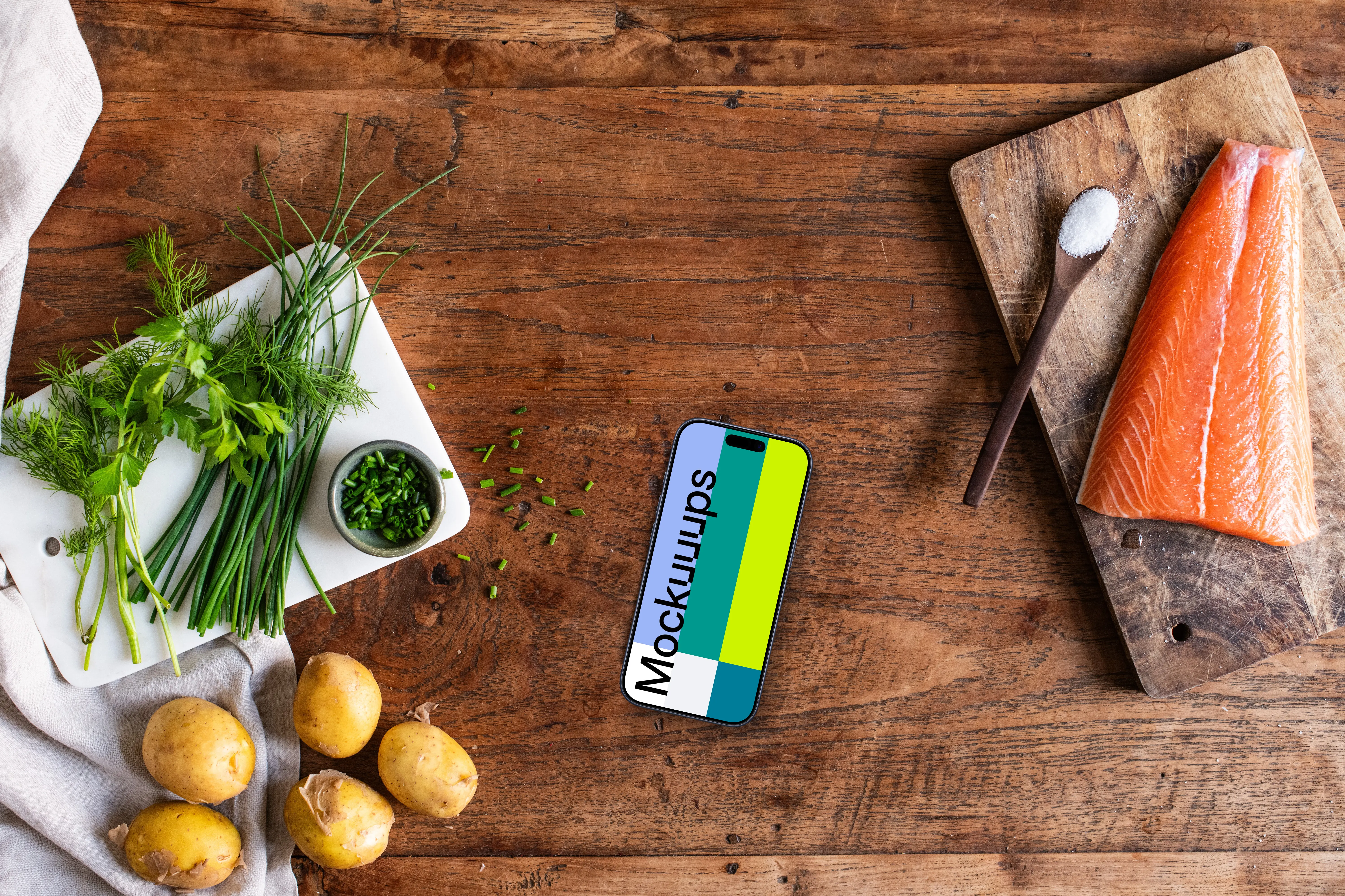 iPhone mockup in the kitchen