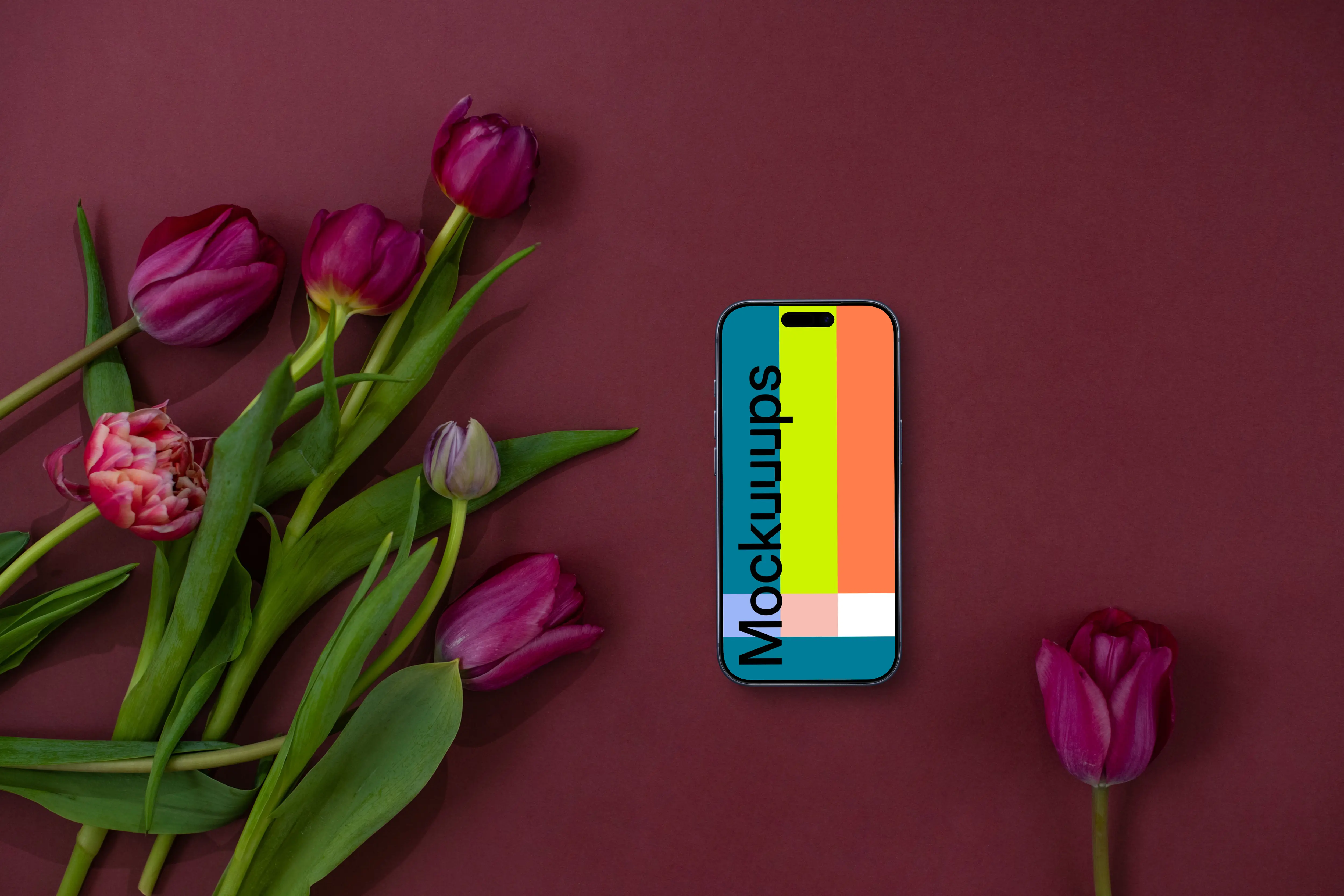 iPhone mockup on Viva Magenta background