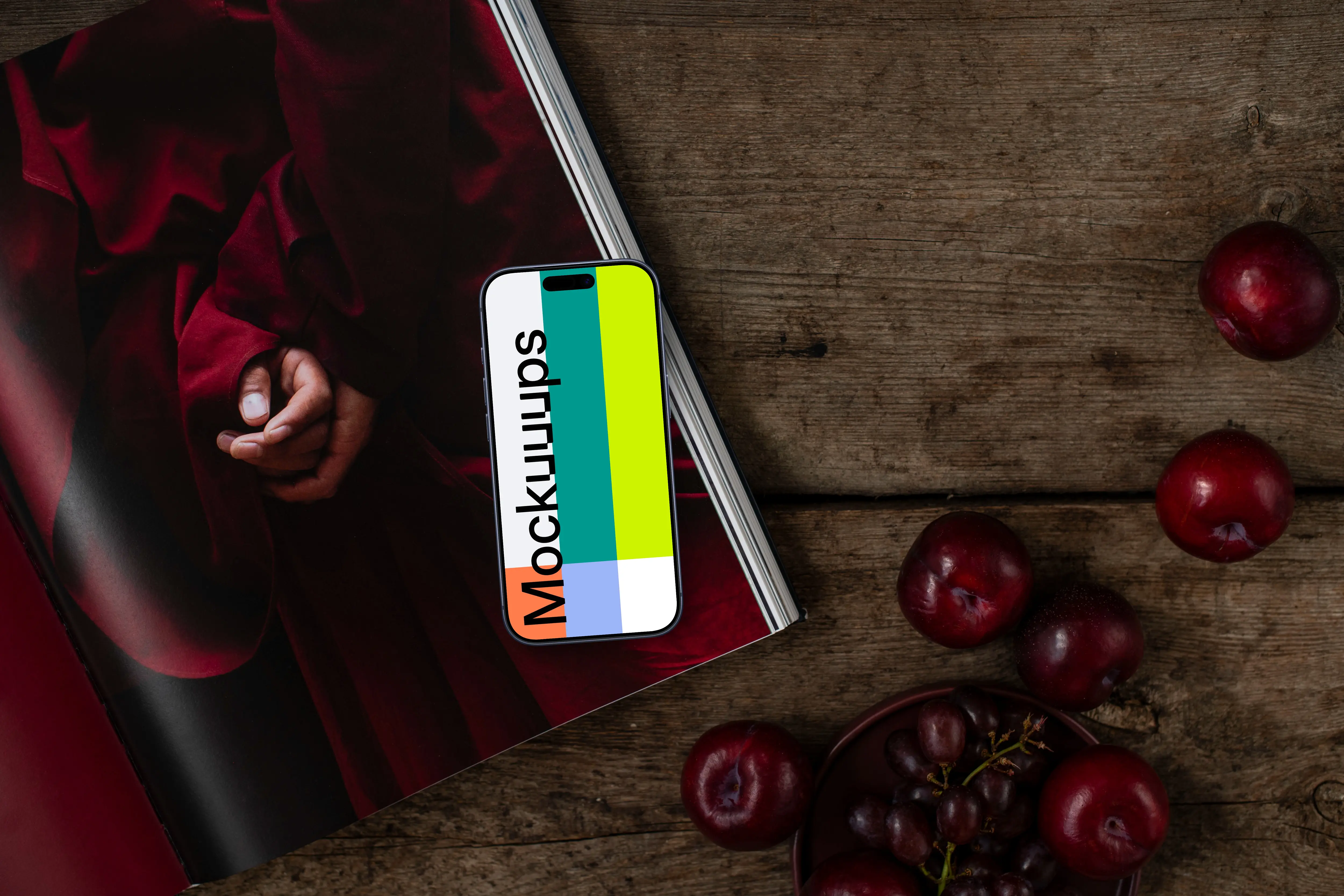 Magazine and phone mockup