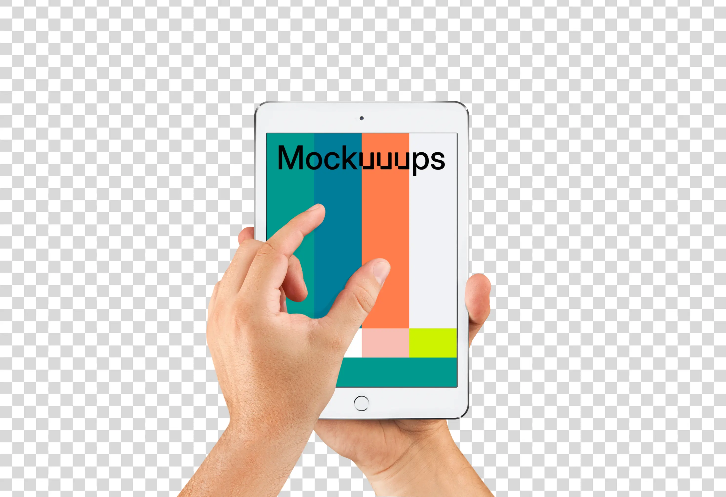 Man zooming screen on iPad mini Silver mockup