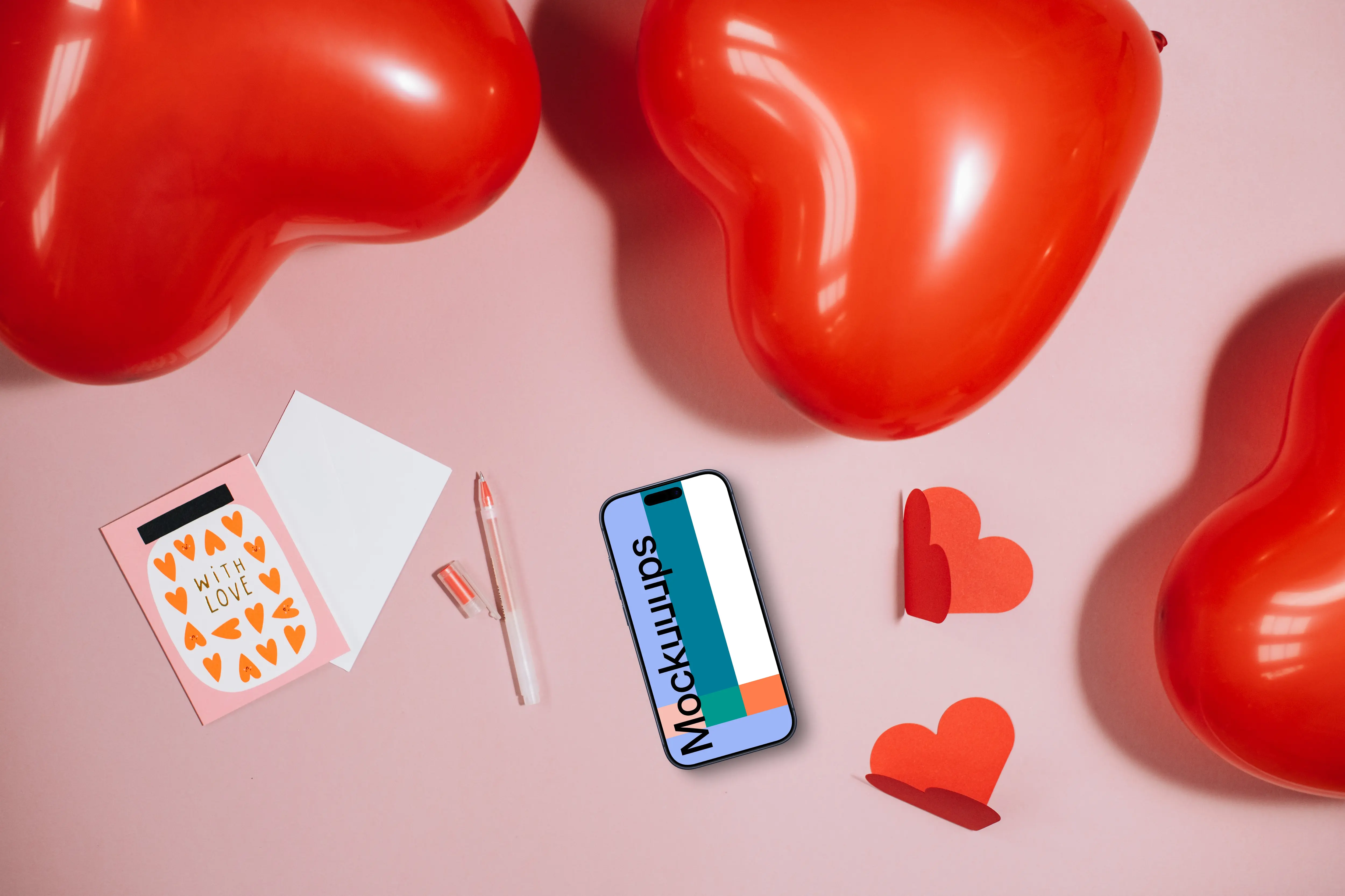 Mockup of smartphone for Valentine’s Day