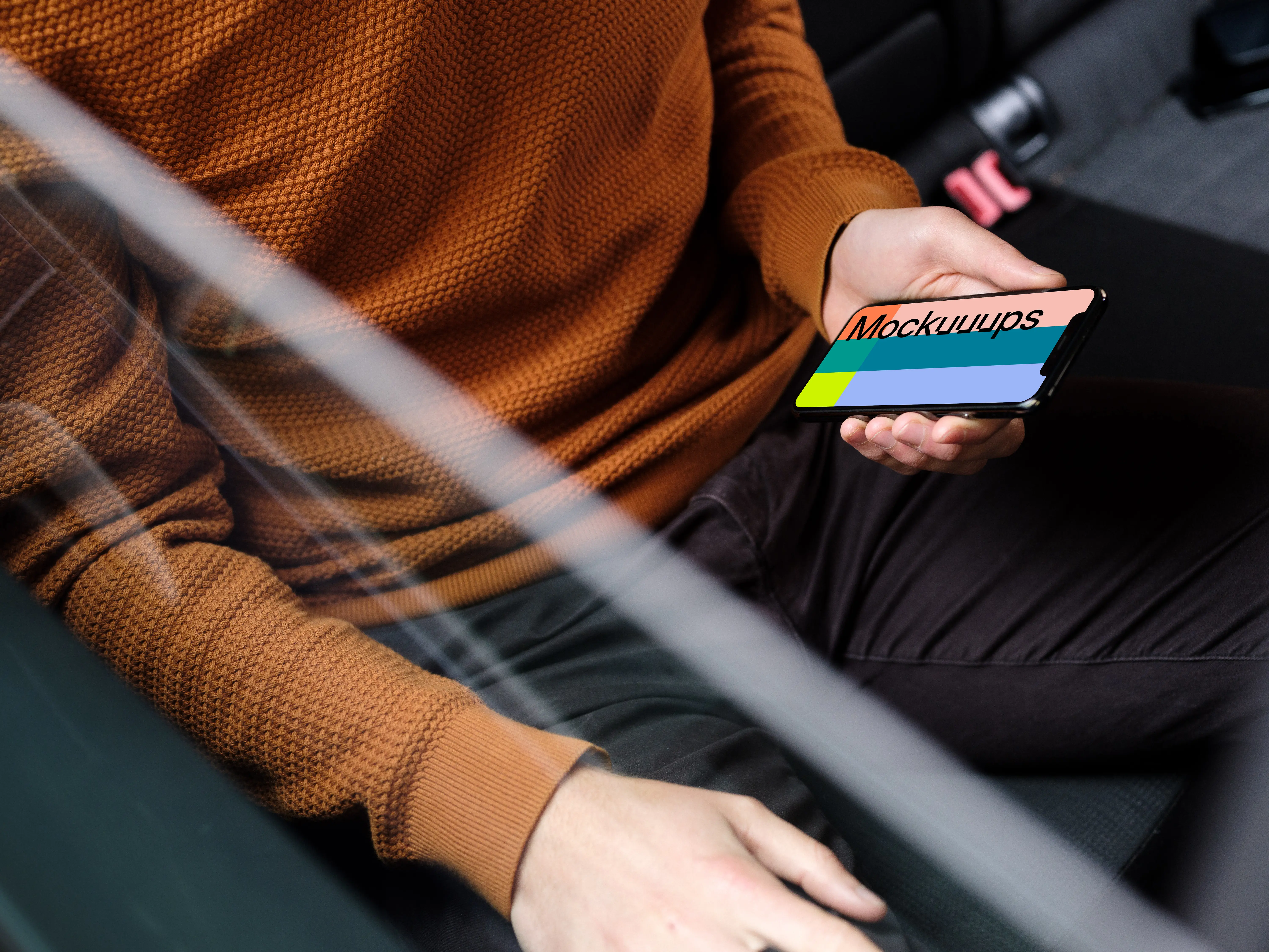 Passenger using iPhone 11 mockup