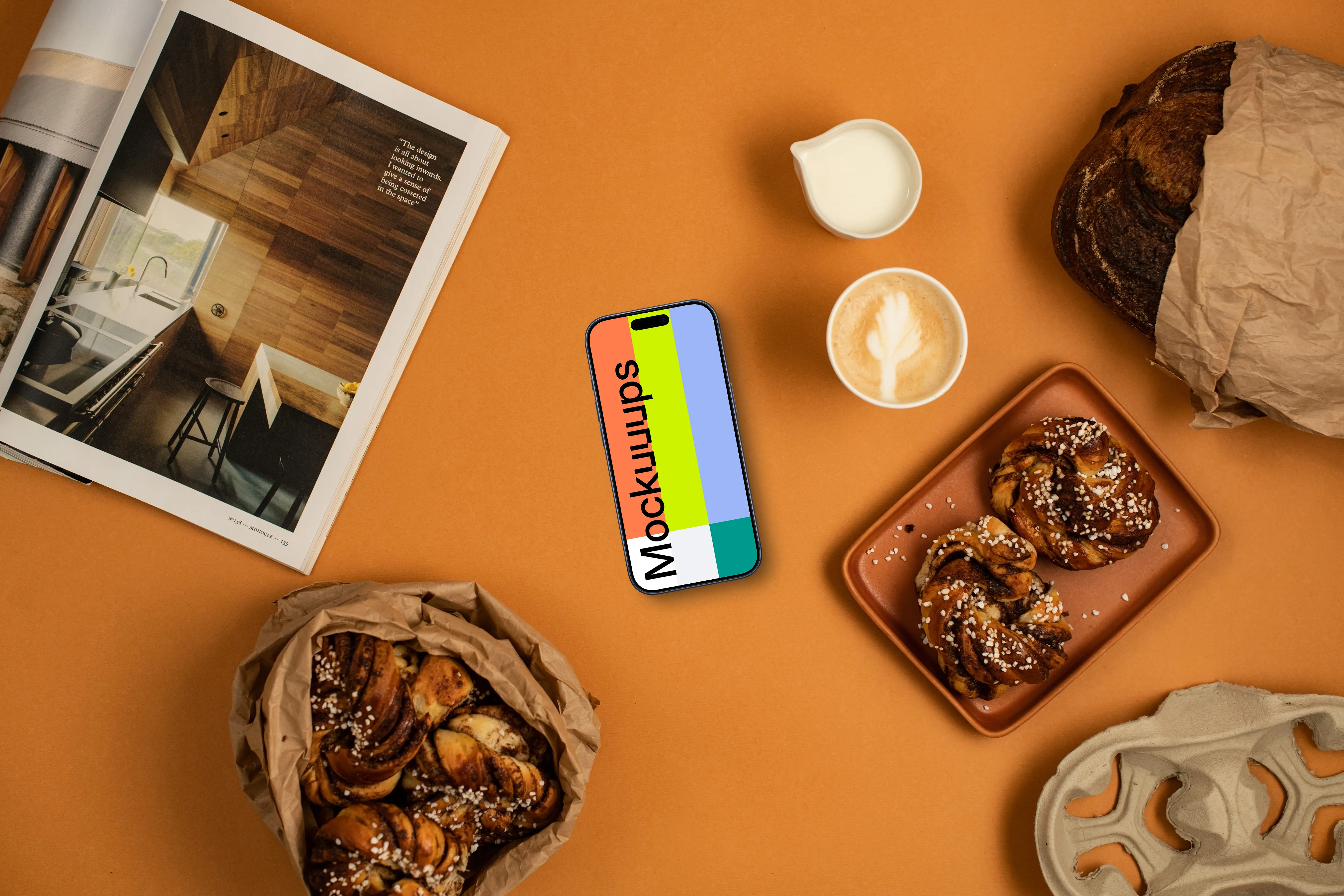 Pastries with an Smartphone mockup