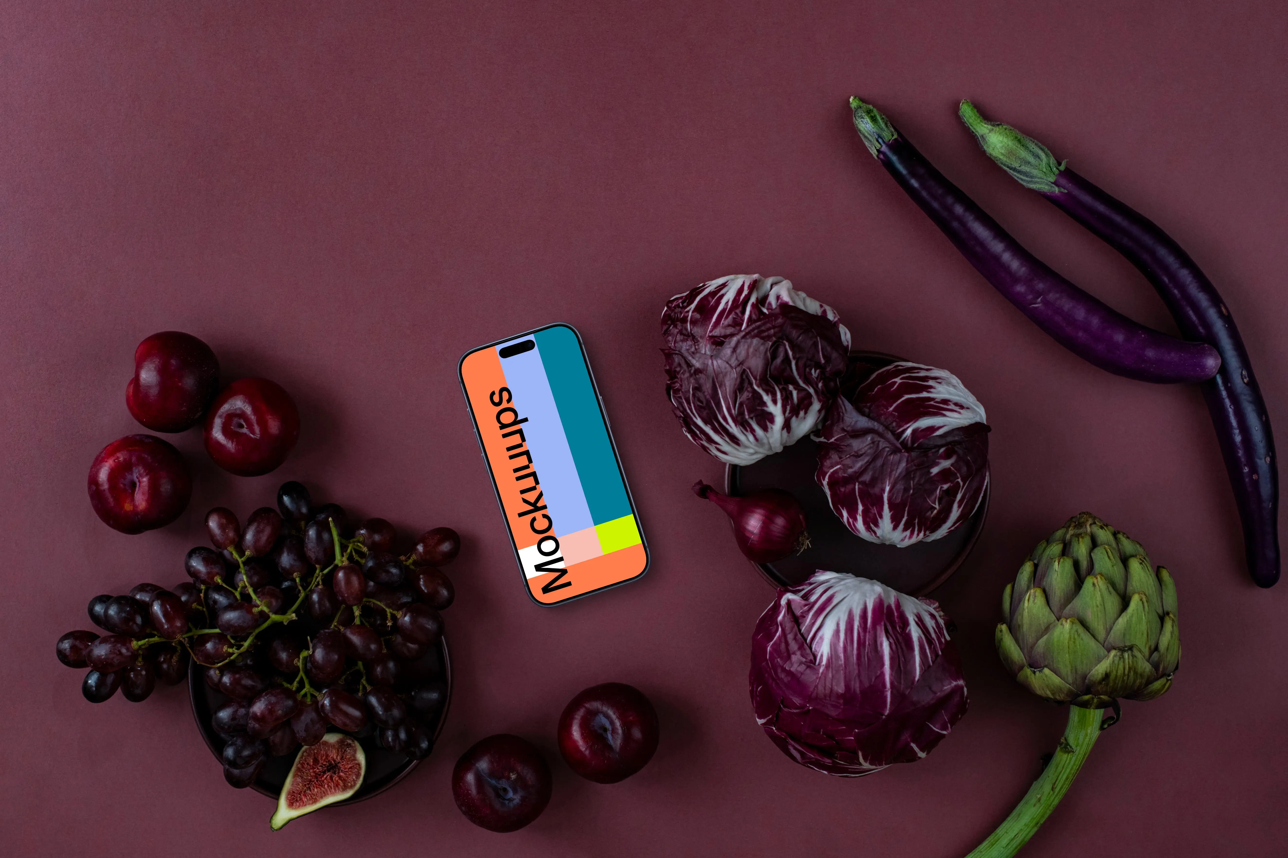 Phone mockup and Viva Magenta color shade