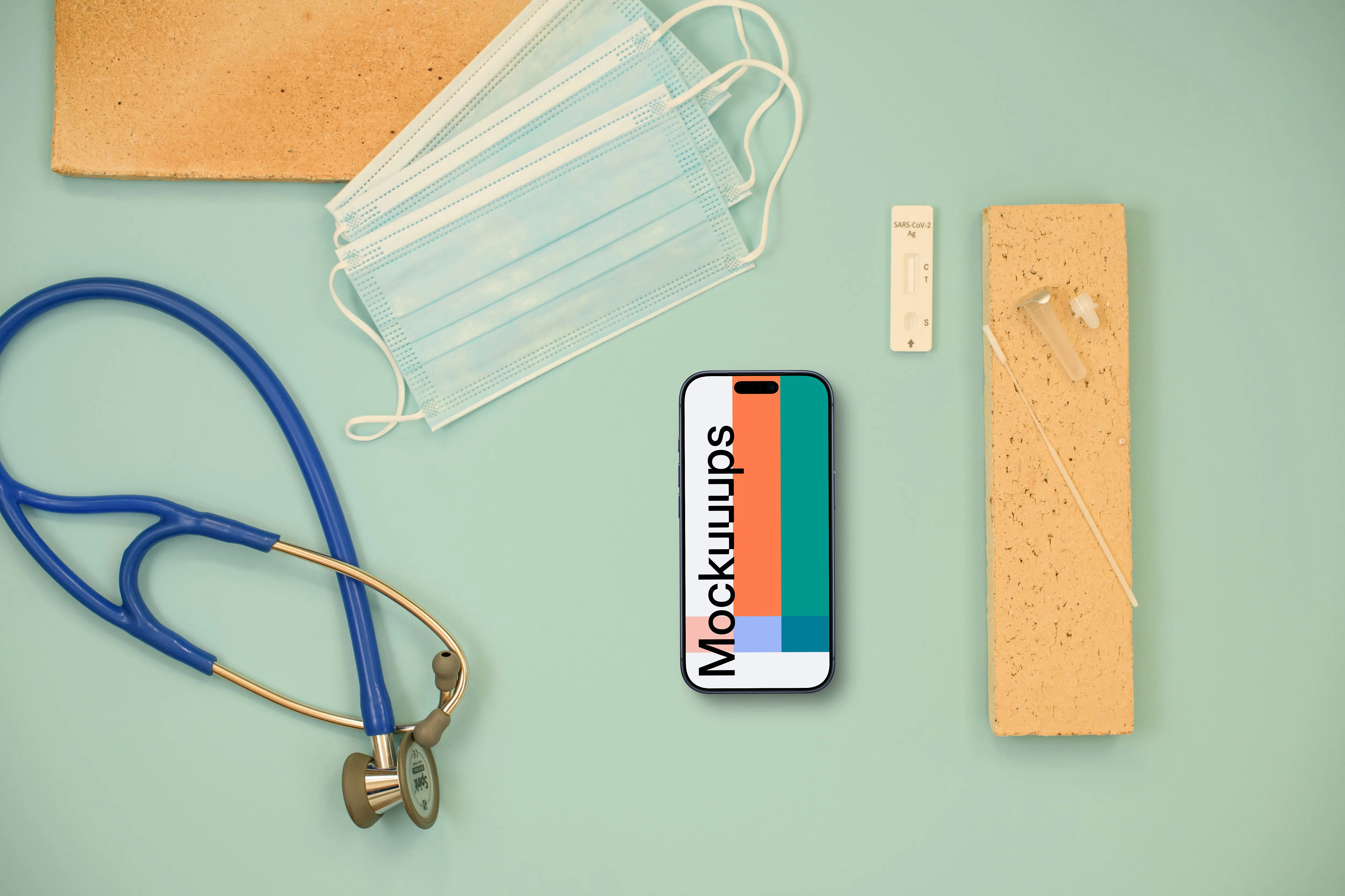 Phone mockup in medical space