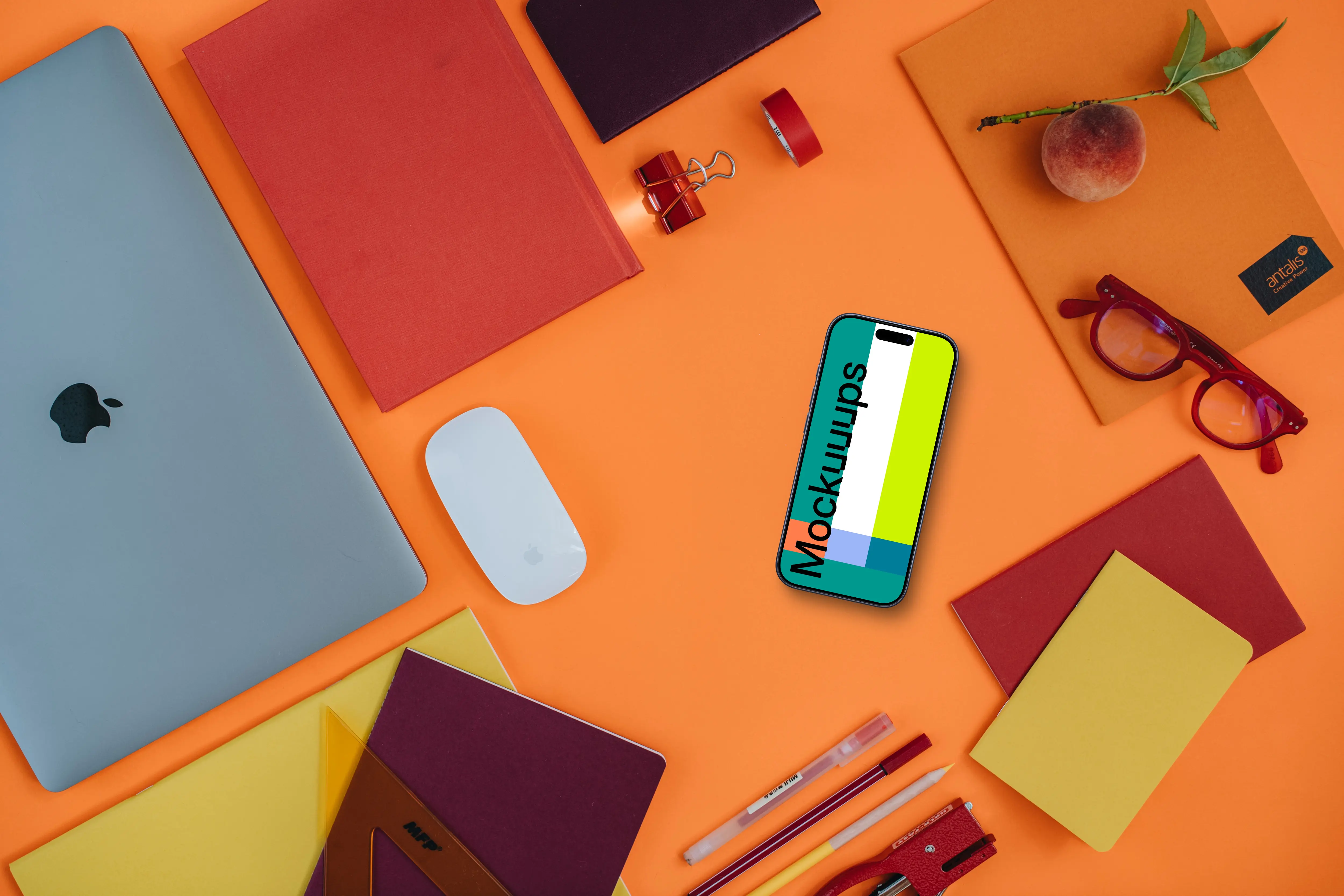 Phone mockup on the orange background