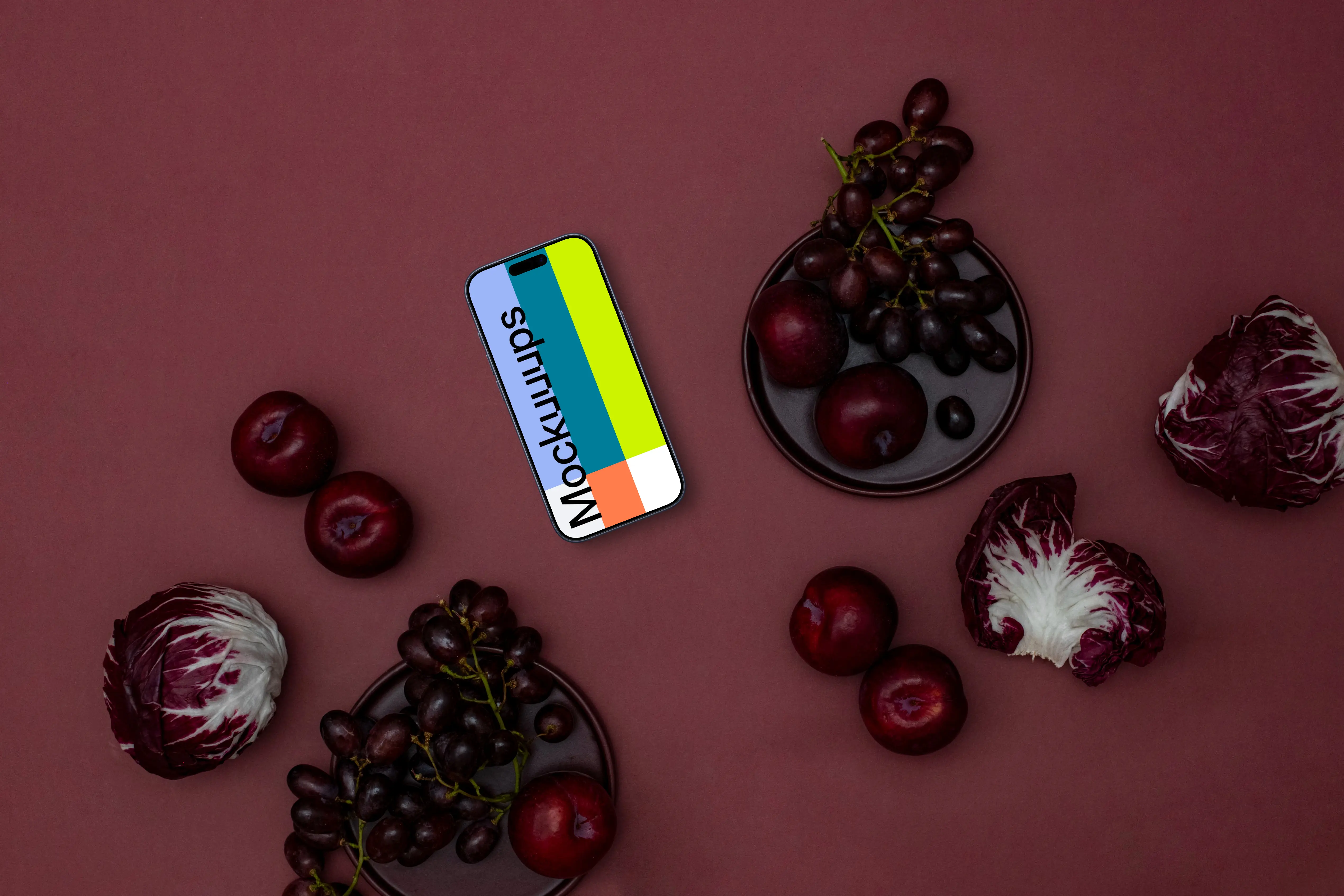 Phone mockup on Viva Magenta background