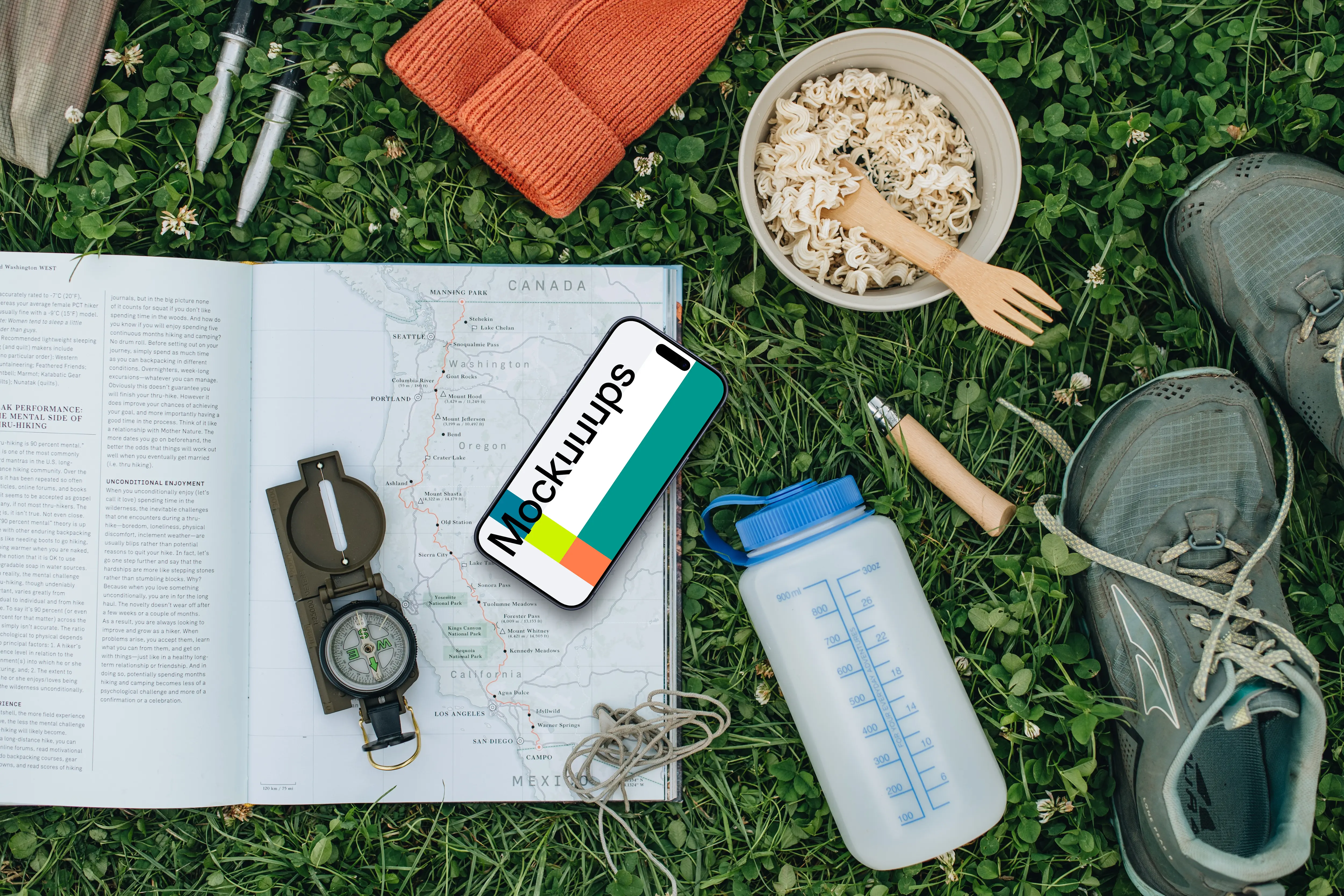 Planning a hike with a smartphone mockup