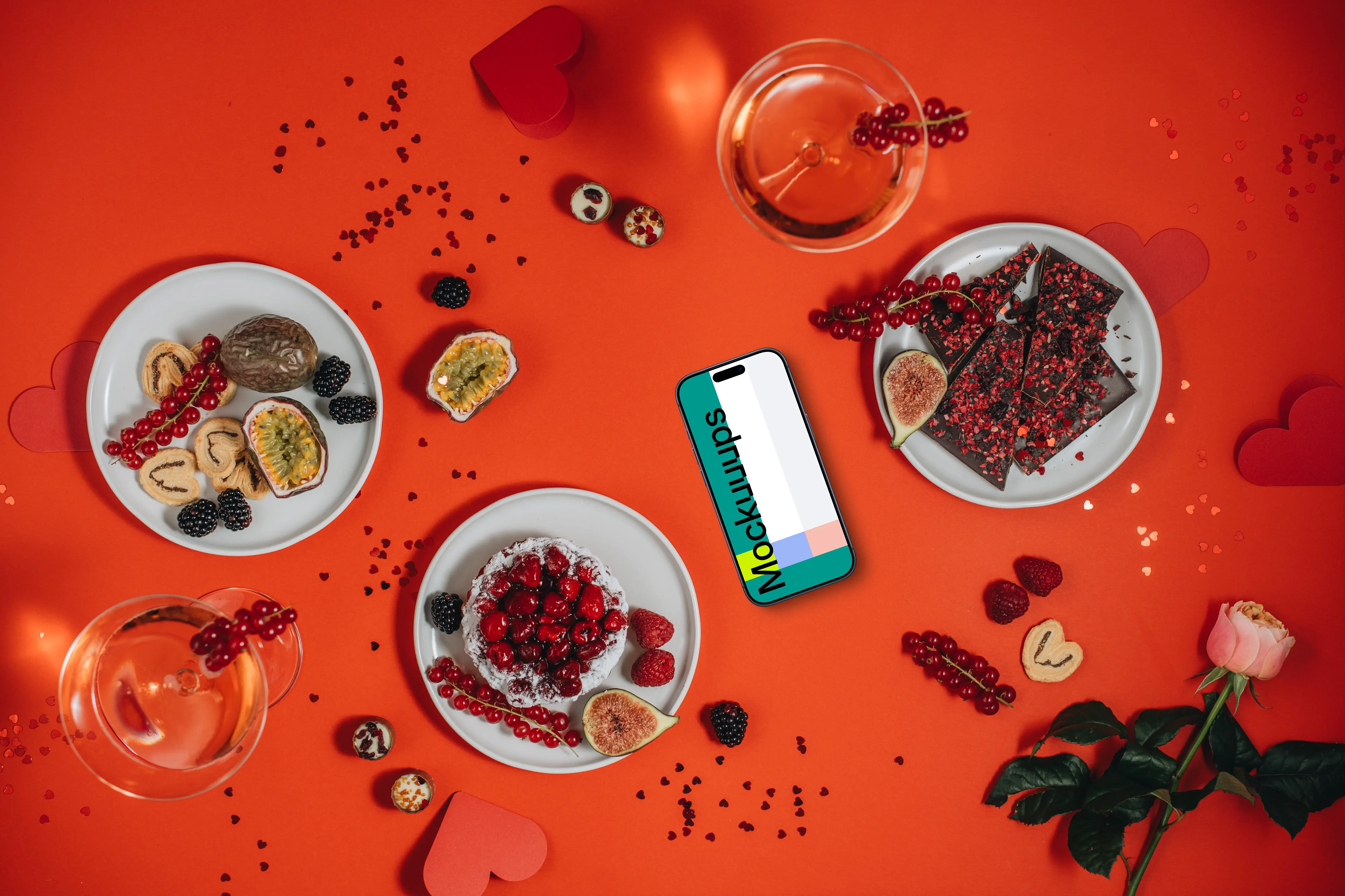 Smartphone mockup and romantic dinner