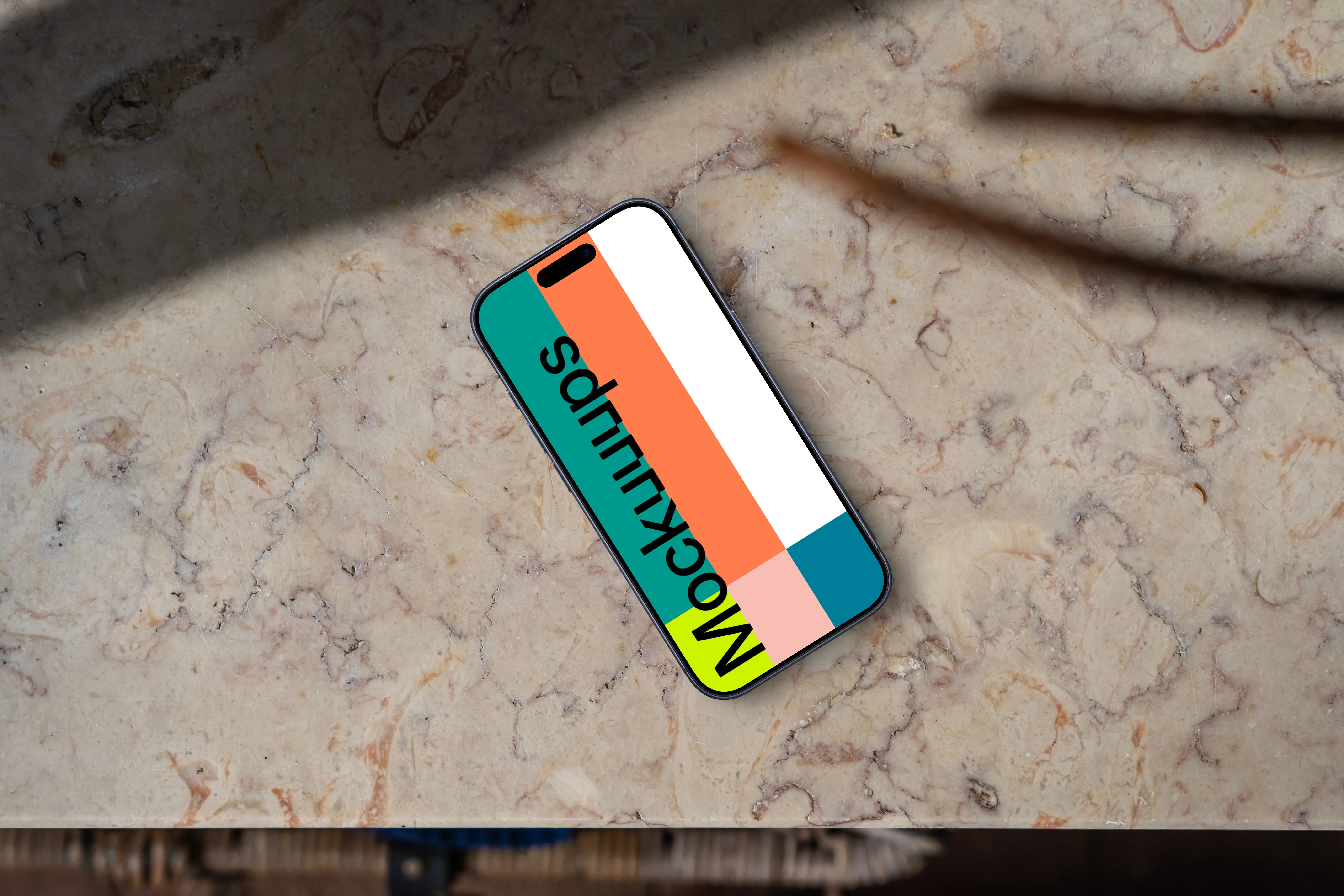 Smartphone mockup on a marble table