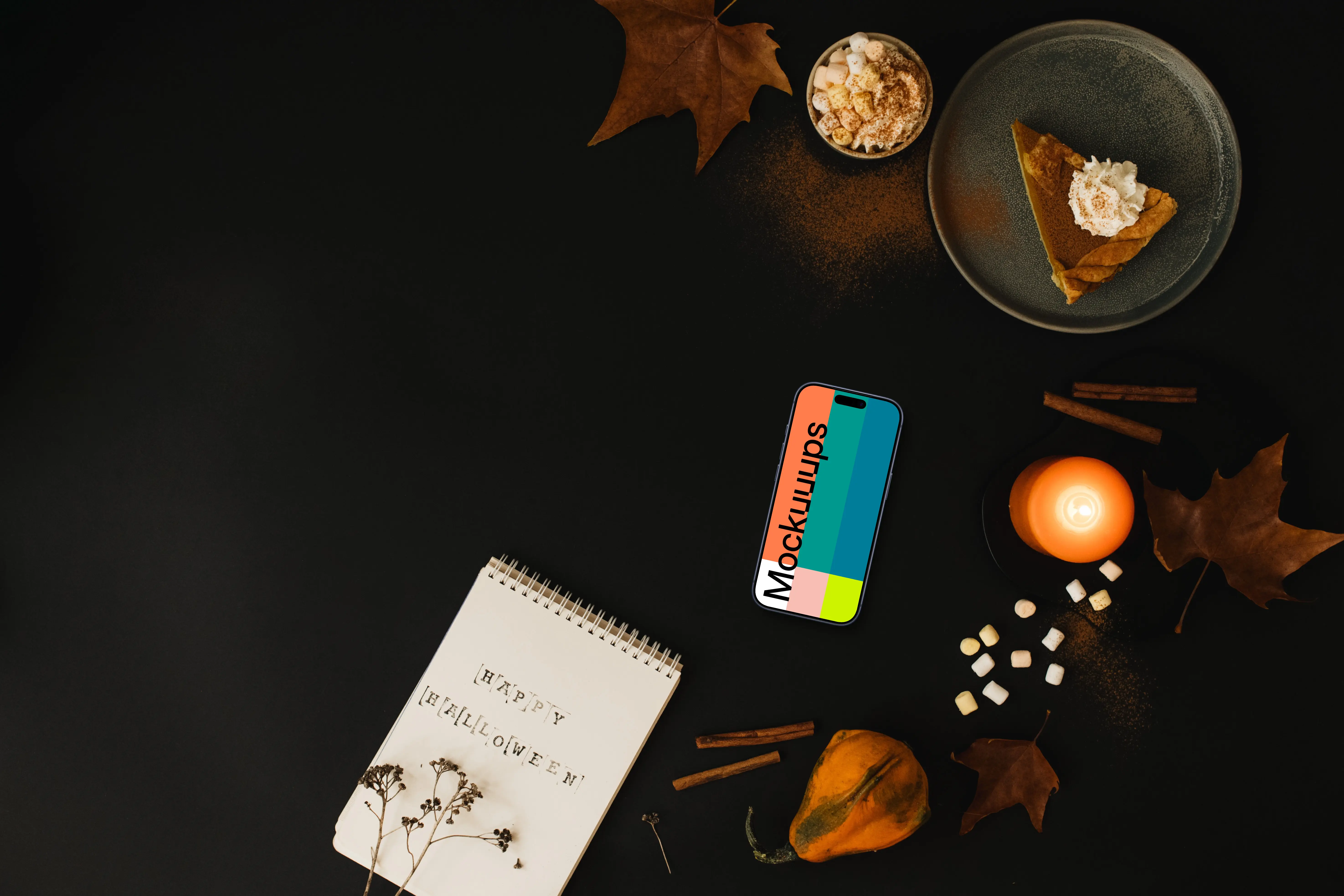 Smartphone mockup with a halloween styling