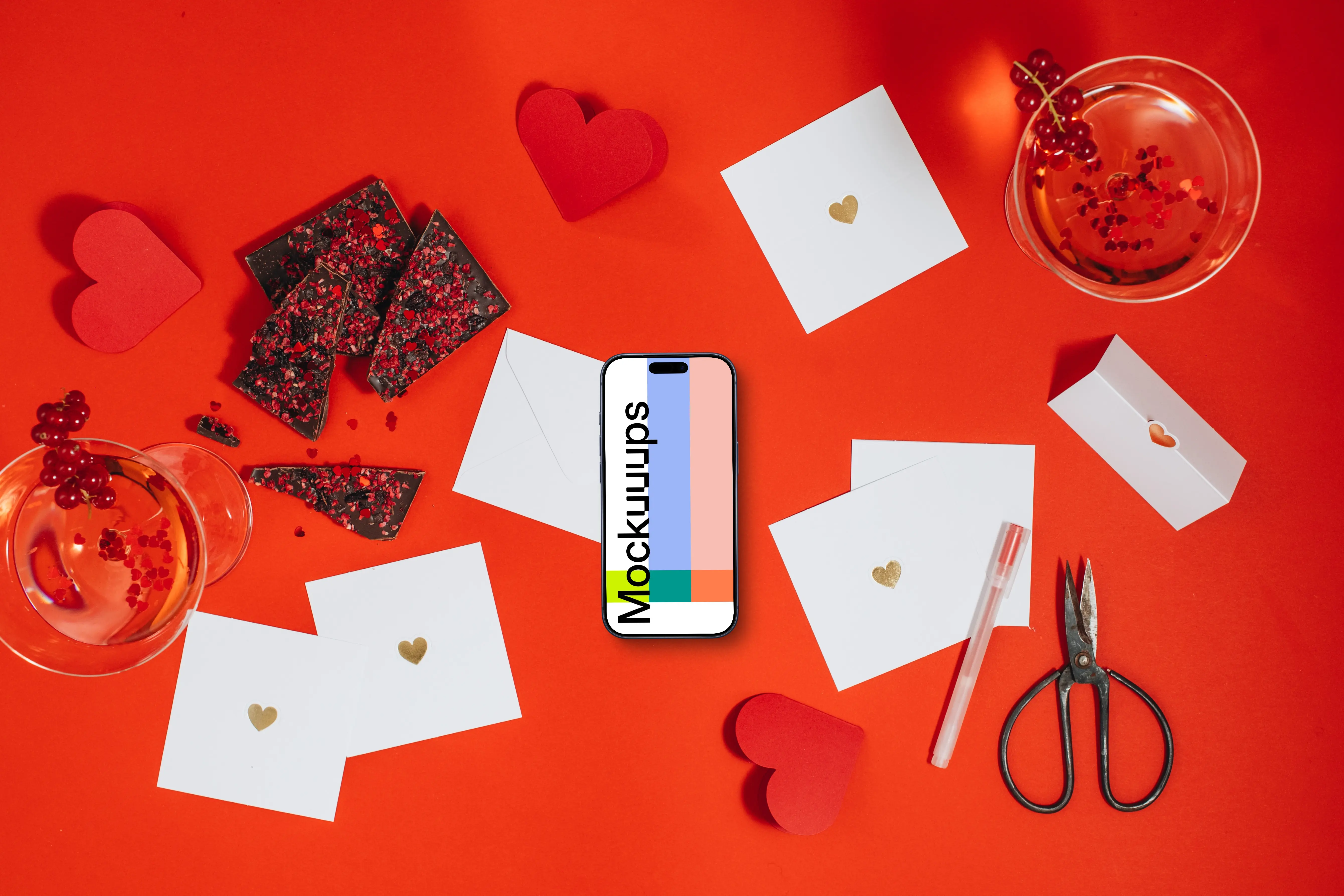 Smartphone mockup with a love theme