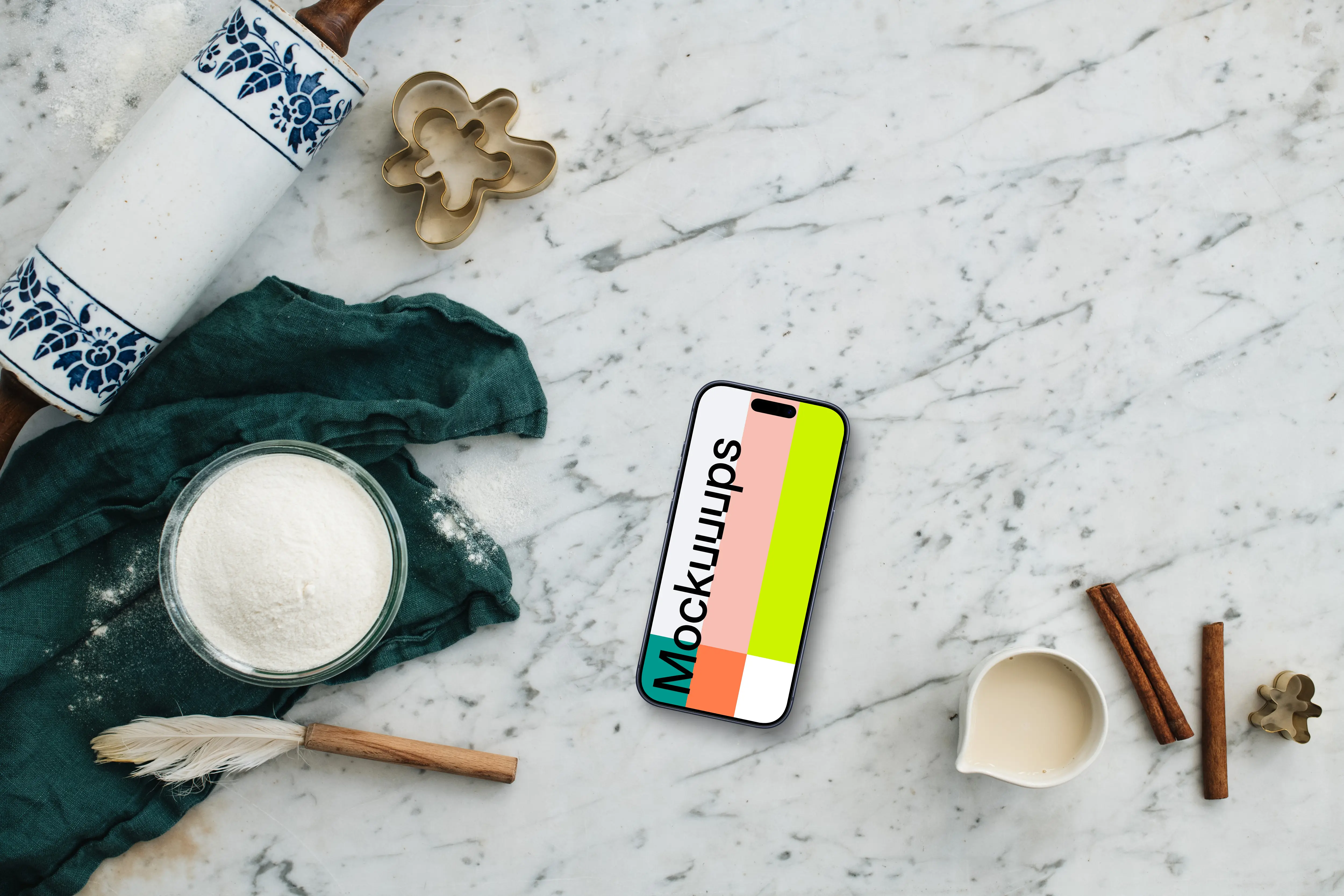 Smartphone mockup with christmas pastry