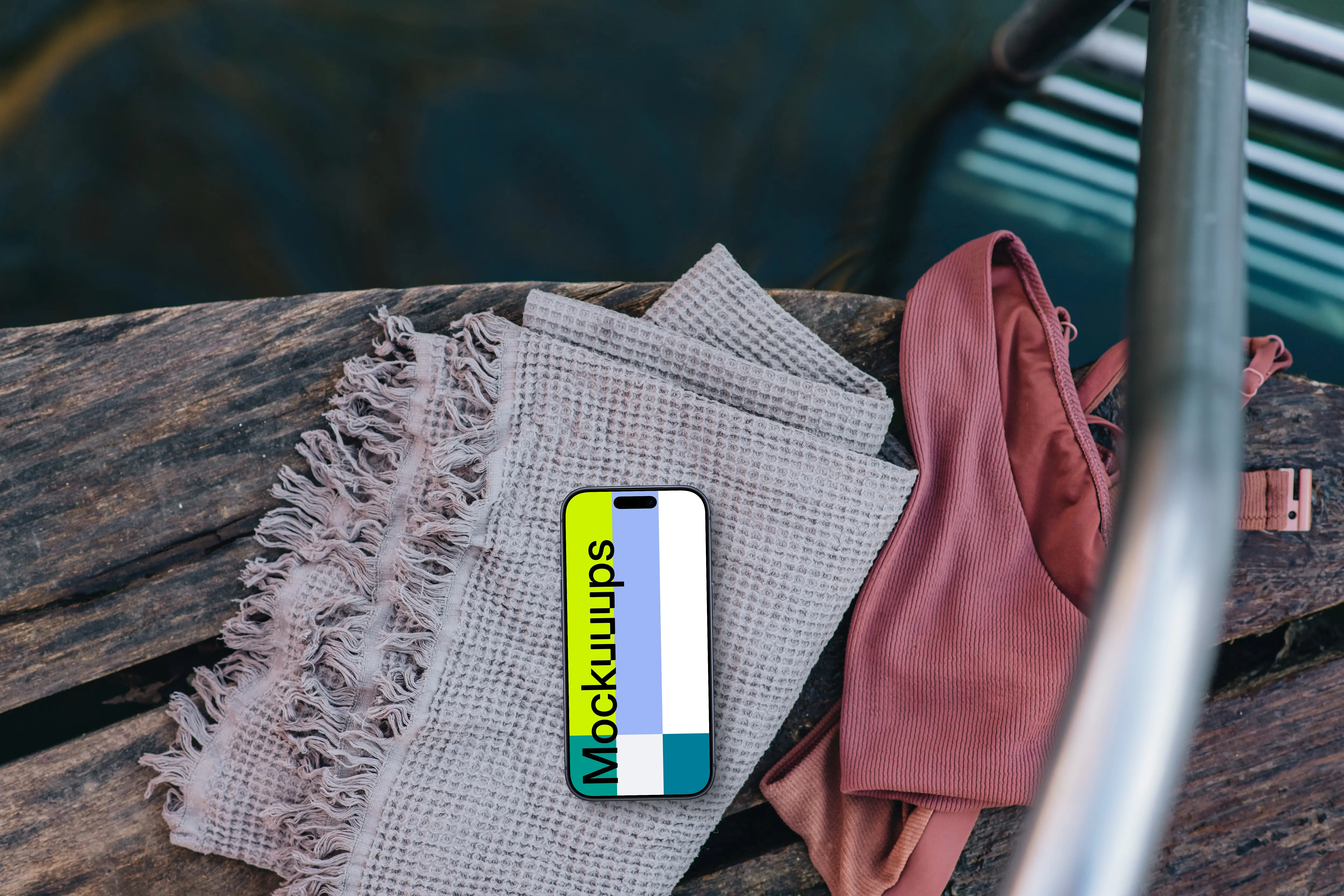 Swimming in nature themed iPhone mockup