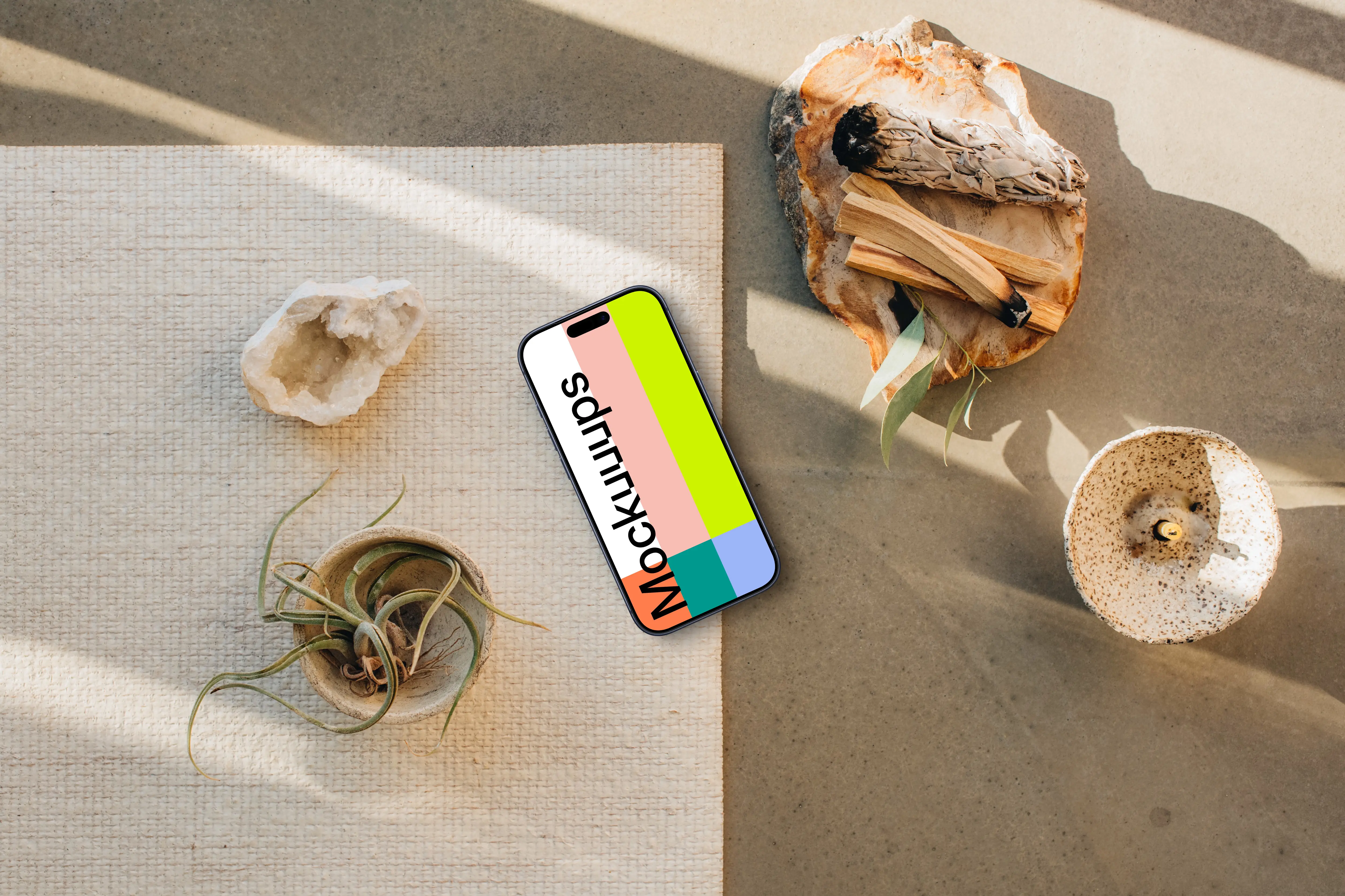 Tranquil scene with an iPhone mockup