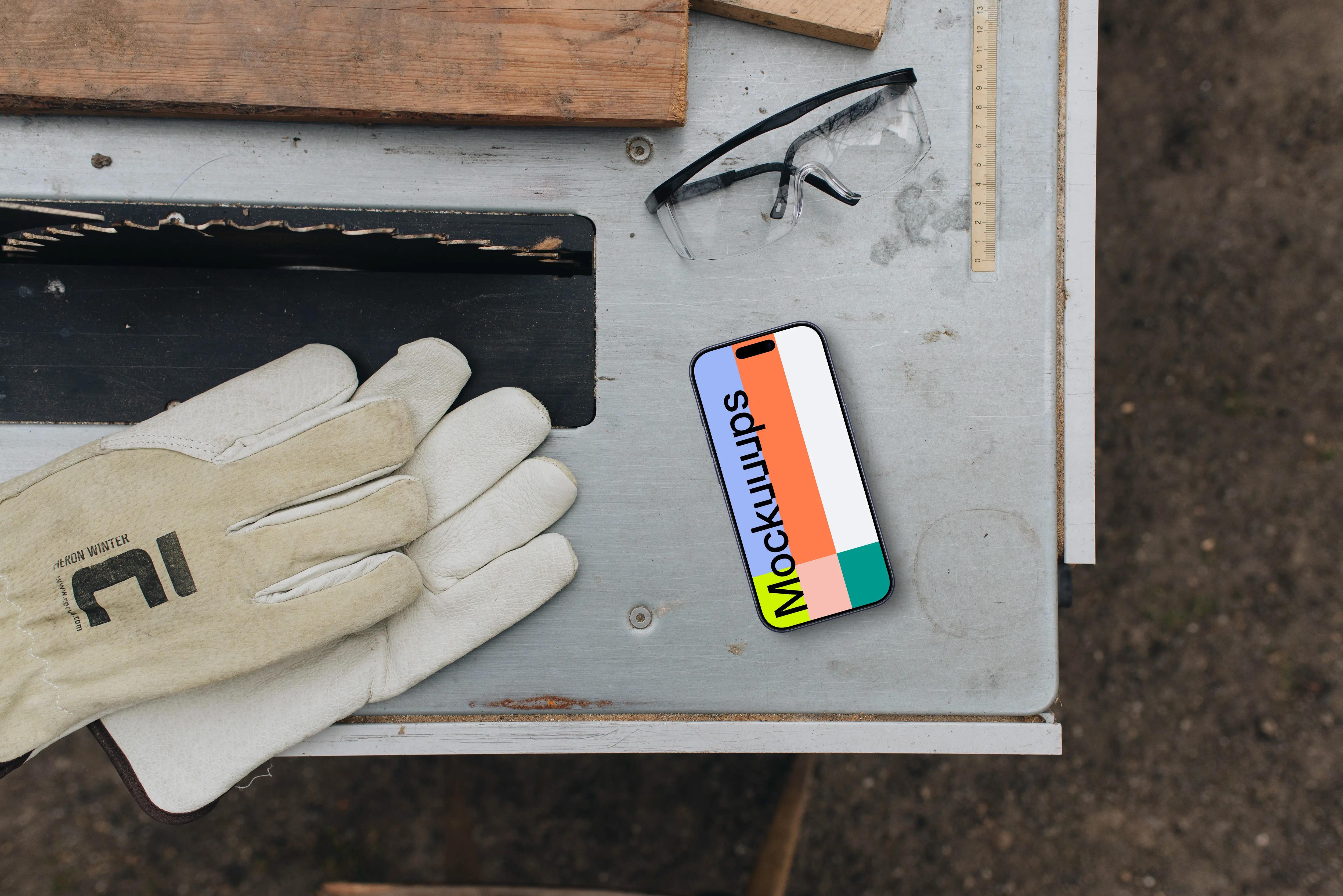 Workshop space with a phone mockup