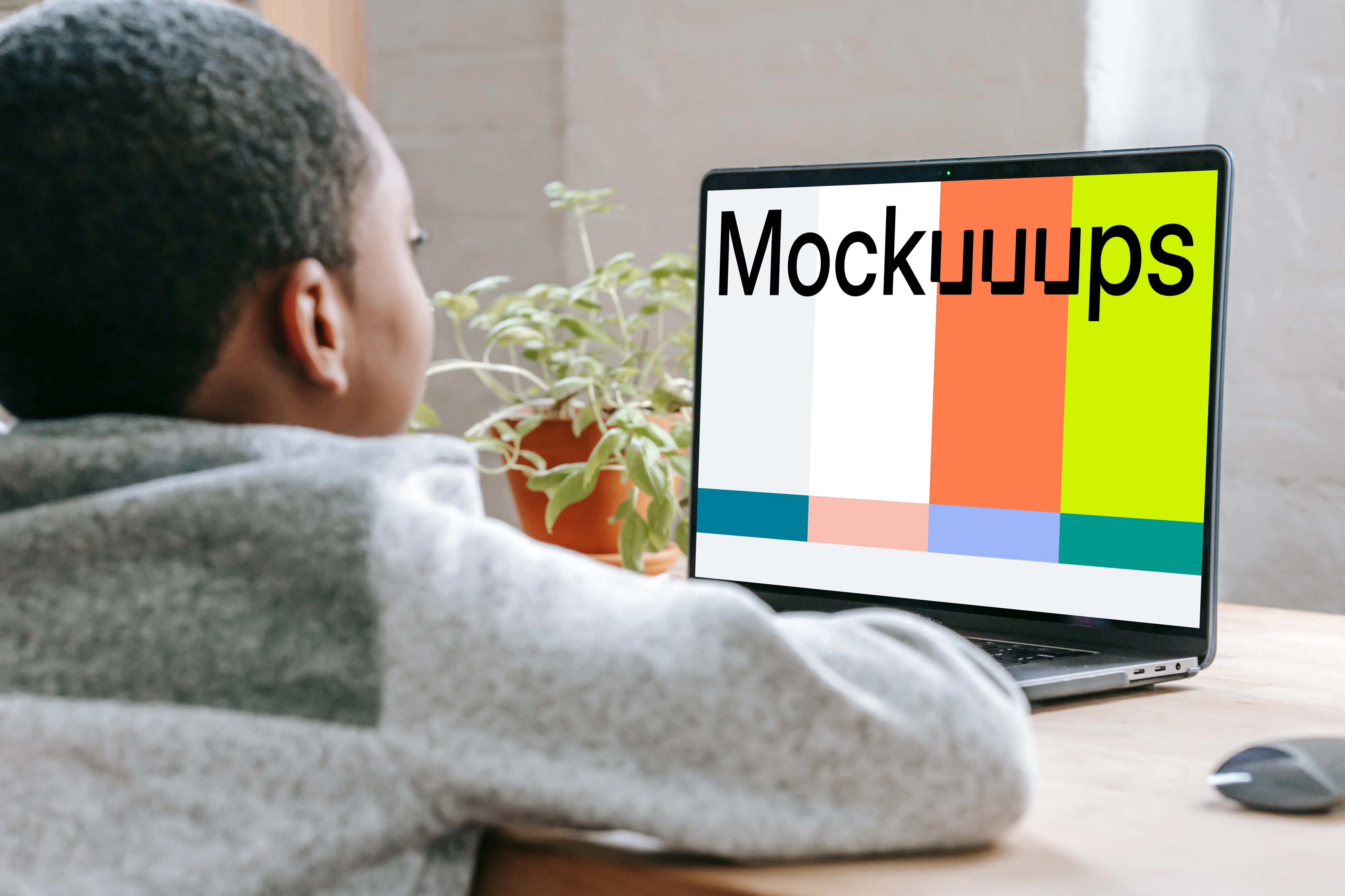 Young Boy Use a MacBook Pro mockup