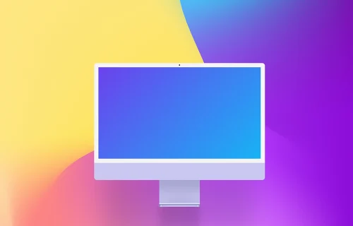 Computer mockup on colorful background