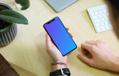 Man reading on iPhone 11 mockup