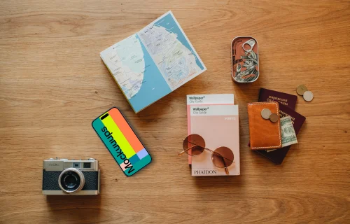 City adventure planning with a smartphone mockup