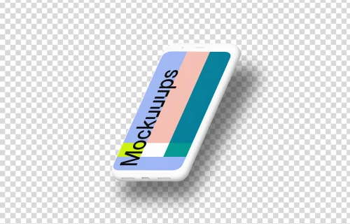 Clay Google Pixel 4 Mockup (Isometric Right - Floating Shadow)