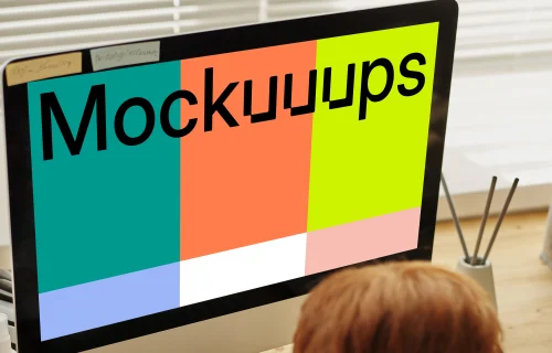 Computer Mockup of a Kid Using His iMac for School project