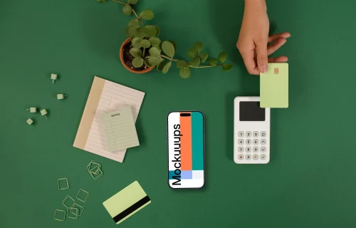Contactless payment with an iPhone mockup