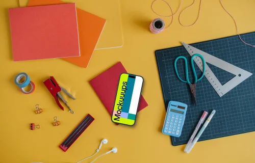 Education style of smartphone mockup with school elements