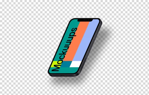 iPhone 12 Mockup (Isometric Right - Floating Shadow)