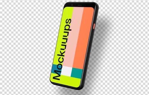 Google Pixel 4 Mockup (Perspective Right - Floating Shadow)