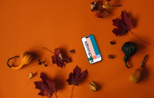 Halloween background mockup with a smartphone