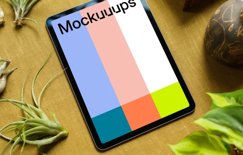 iPad Air mockup on a table with vegetables at the side