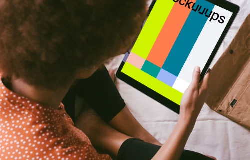 iPad Pro mockup in a lady's hand