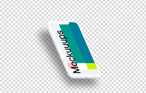 iPhone 13 Pro Clay Mockup (Isometric Left - Floating Shadow)