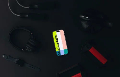 iPhone mockup in the gym
